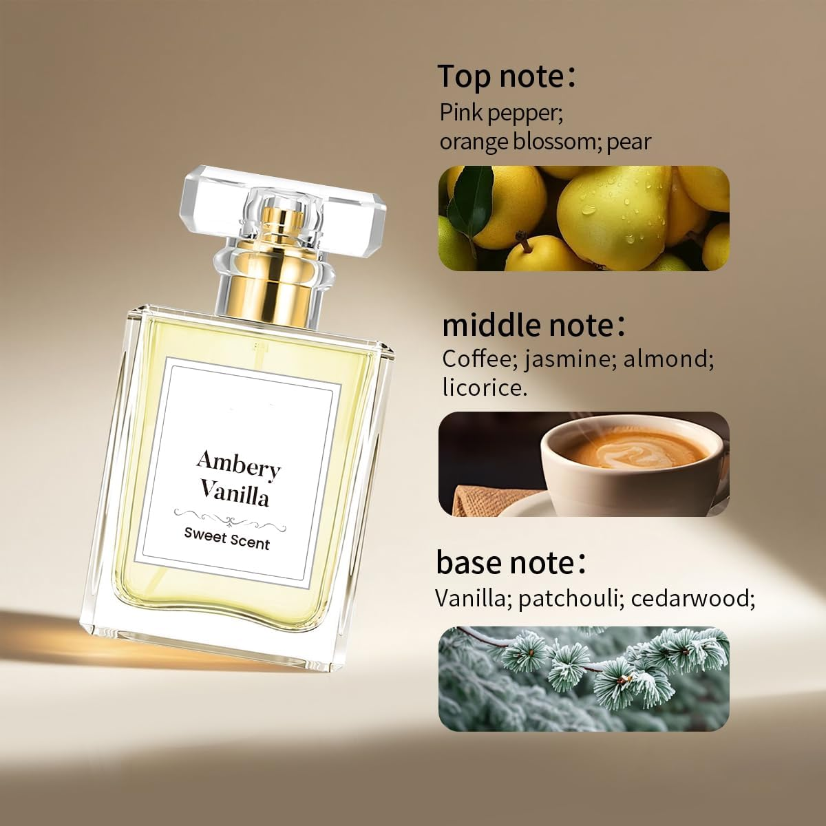 Ambery Vanilla Perfume Spray for Women &ndash; 50ML/1.7FL.OZ Sweet Floral Scent with Jasmine & Sandalwood | Long-Lasting, Alcohol-Free Fragrance image number 6