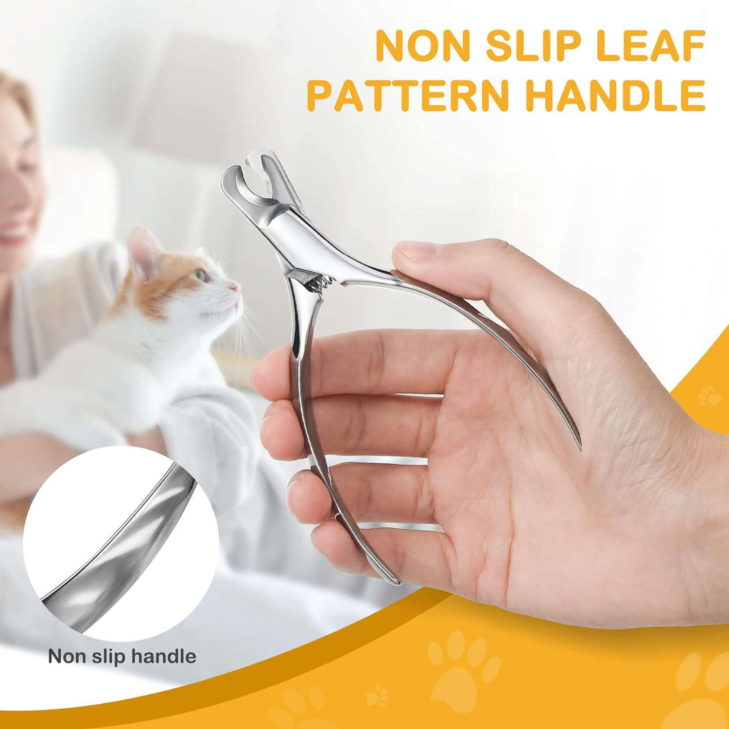 BEZOX Pet Nail Clippers, Whole Stainless Steel Cat Claw Trimmer with anti Slip Handle, Autoclavable Small Dog Nail Clipper Cutters