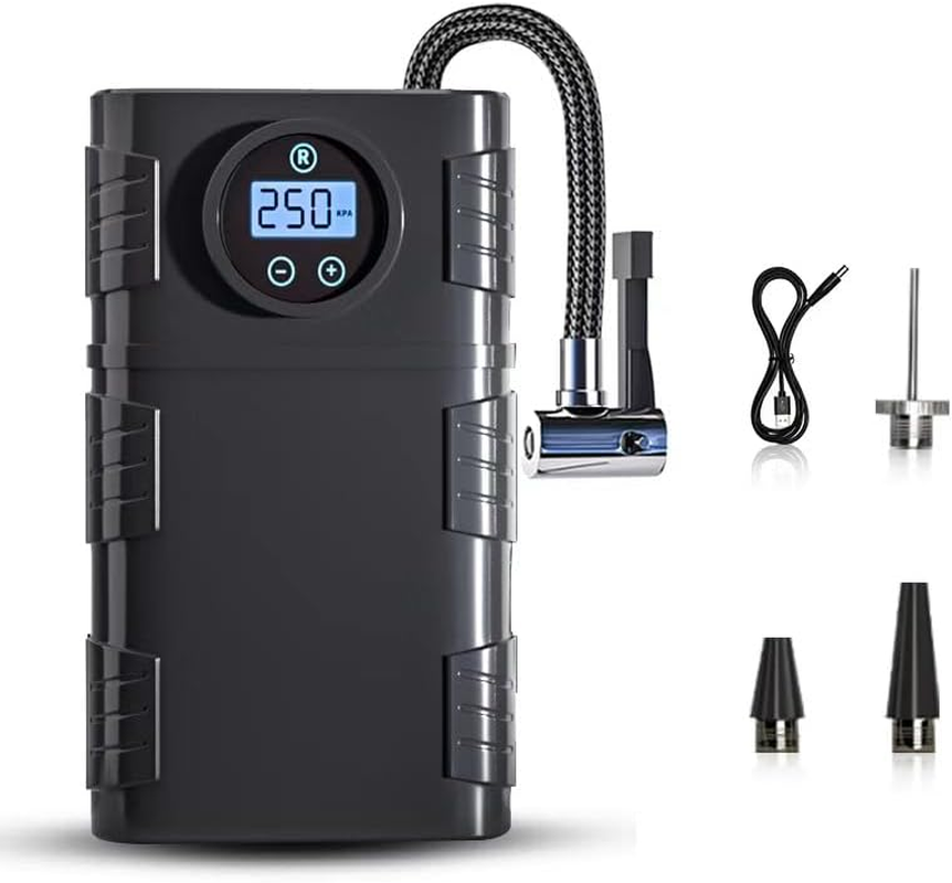 Car Tyre Inflator Air Compressor Portable Air Pump with Digital Display Dual-Dian Main Wireless Charging Model 150PSI Electric Tyre Pump with Auto Shutoff for Car, Motorcycle, Bike, Ball image number 4