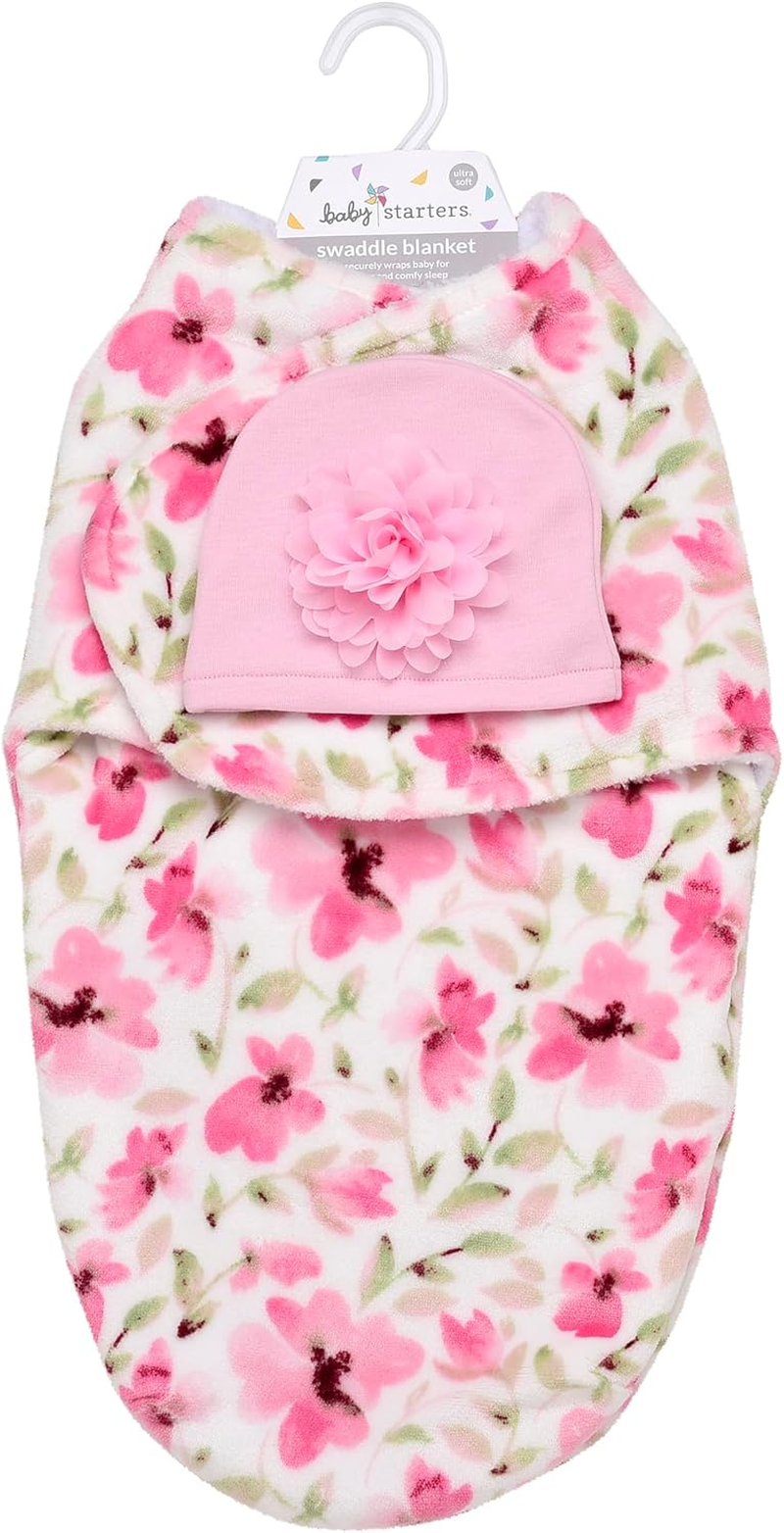 Baby Starters Textured Dot Blanket with Satin Trim, Pink 30" X 40"