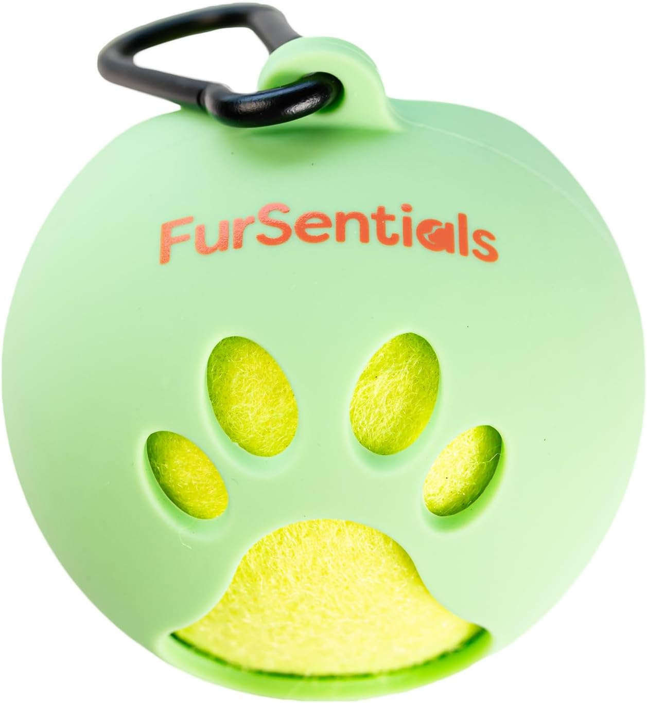 Dog Squeaky Tennis Ball with Silicone Dog Ball Holder for Dog Leash - with Carabinar Attachment Clip - Squeaky Dog Toy Is a Dog Leash Accessory - Hands-Free Dog Walking Accessory_Mint Green Ball Buddy