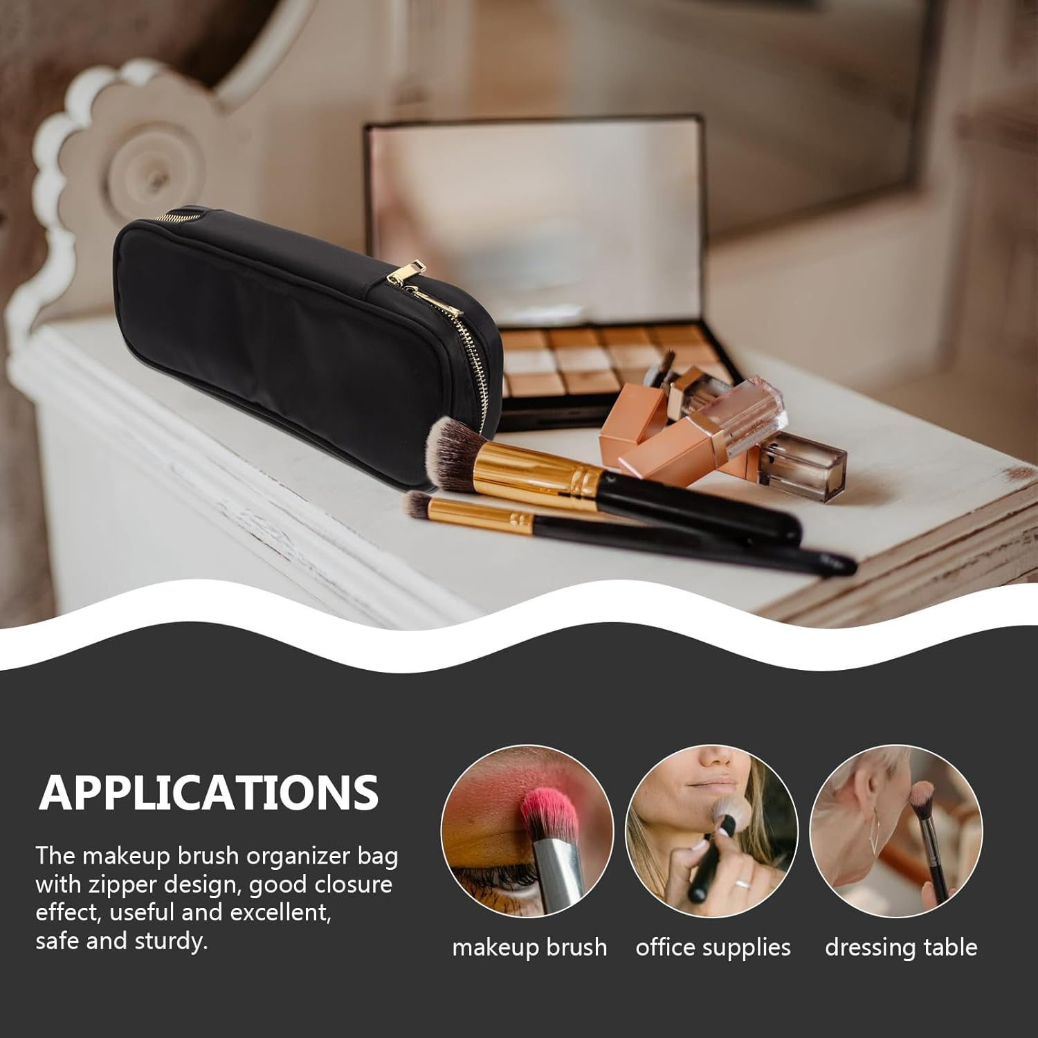 PACKOVE Makeup Brush Pouch Makeup Brush Holder Travel Makeup Brush Case Cosmetic Brush Bag for Women Girls image number 2