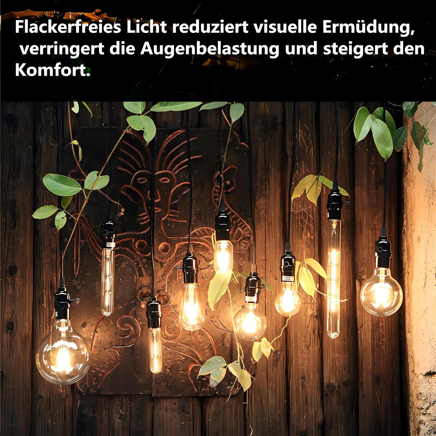 Vanpus 4 W LED Edison Bulb, Dimmable 2700 K Warm White, E27 Socket, 20,000 Hours Lifespan, 90+ CRI, Smoke Grey Glass Vintage Lamp - Pack of 3 image number 6