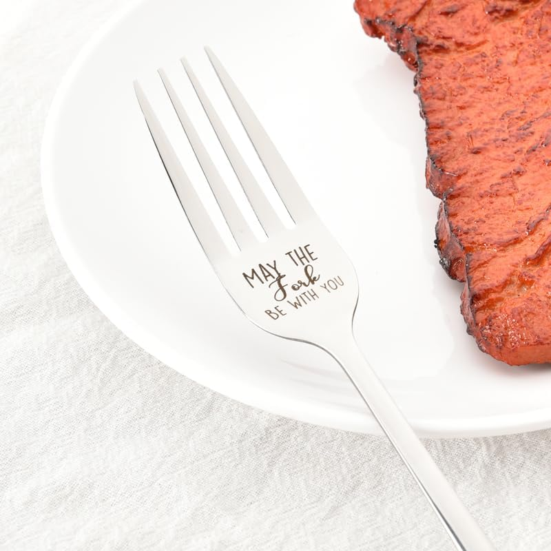 Inspirational Gifts for Friendship Fork Engraved Gifts for Husband Boyfriend Birthday Gifts for Girlfriend Wife May the Fork Be with You Dinner Forks Gifts for Dadddy Best Friend Boss image number 4
