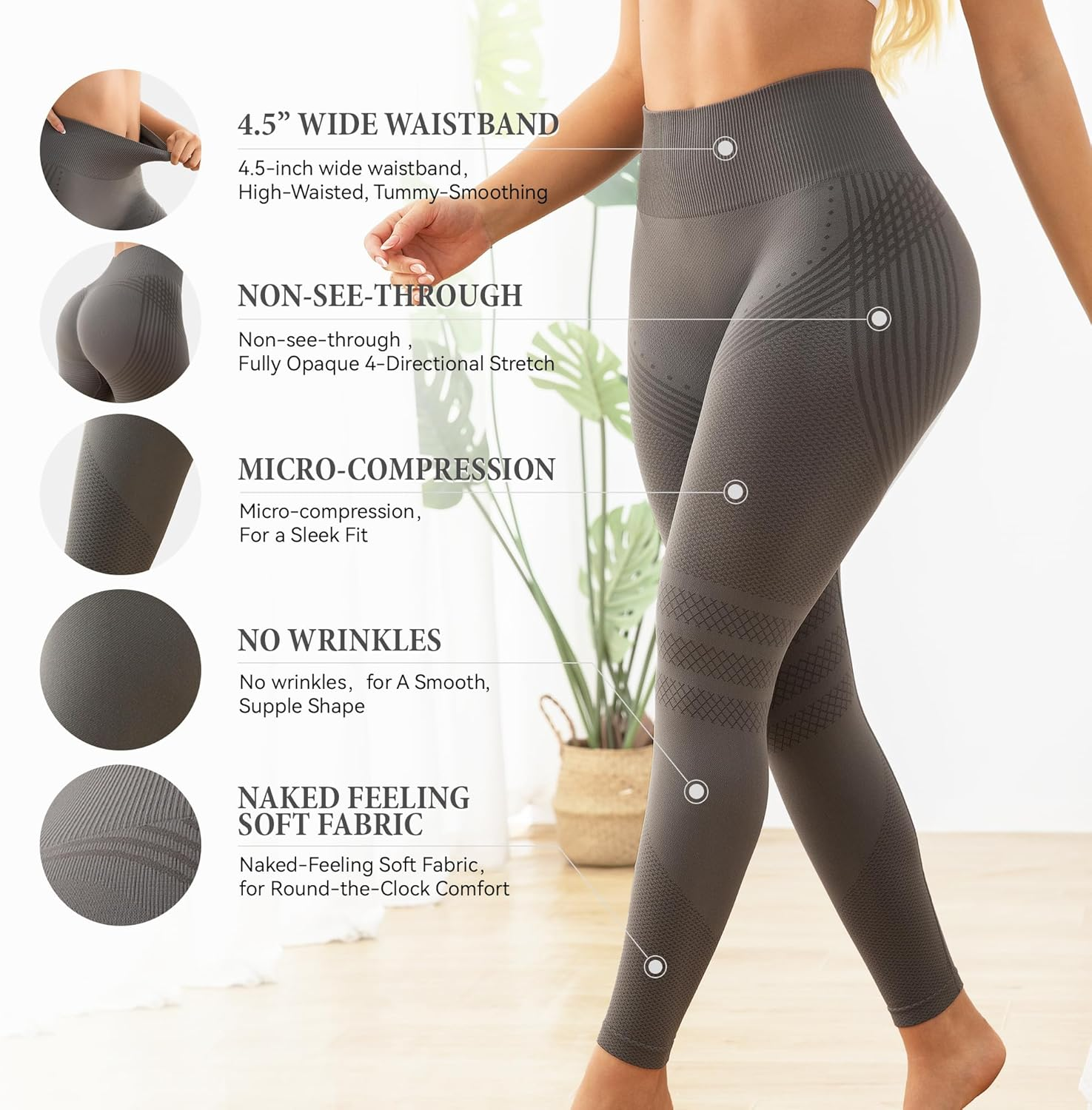 Fittingirls Women'S High Waisted Tummy Control Scrunch Butt Lifting Seamless Workout Yoga Pants image number 2