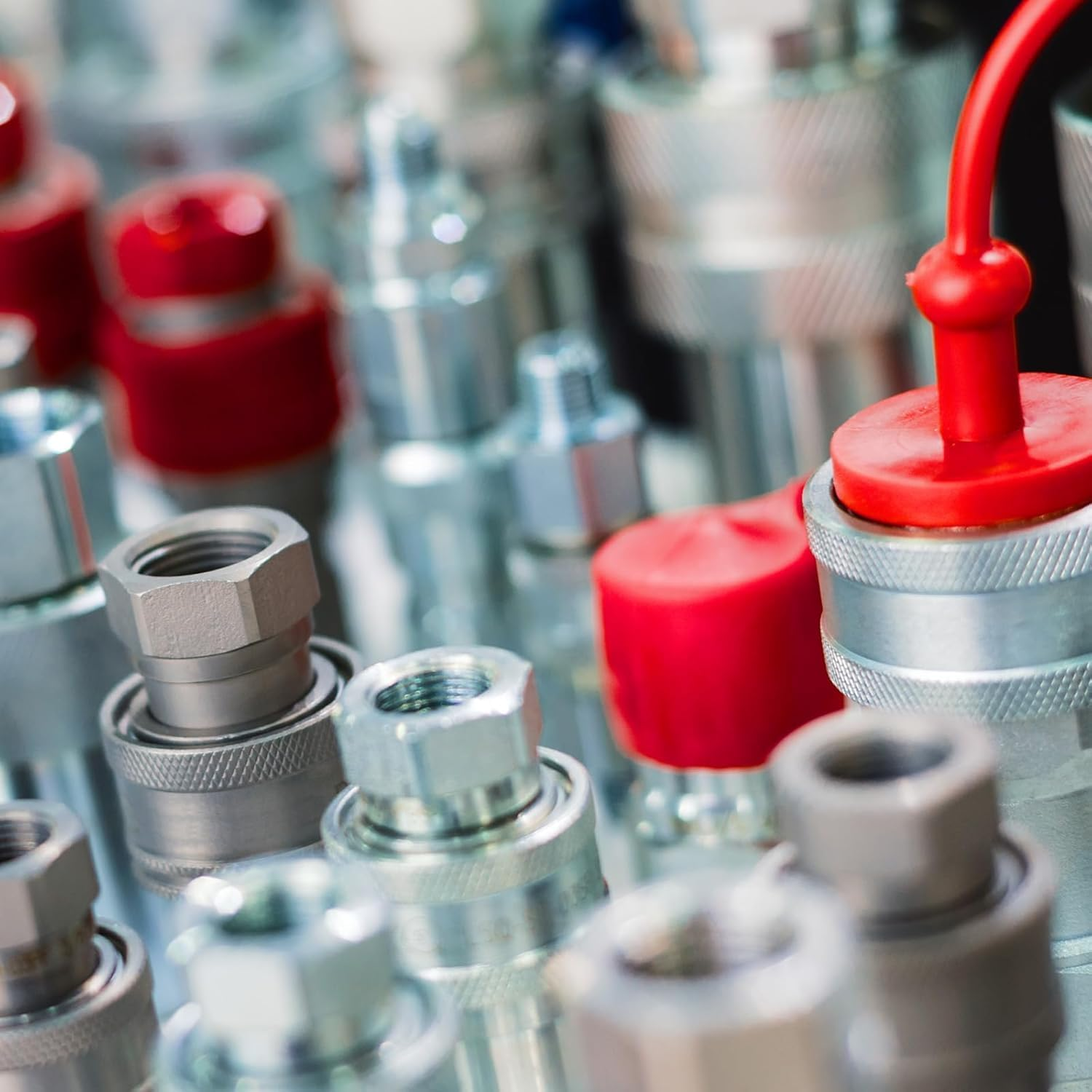 Coehaopike 3/8" NPT ISO-A Hydraulic Quick Disconnect Coupling, 1 Set Flat Face Hydraulic Quick Connect Coupler with Dust Caps Quick Release Coupling Set image number 1