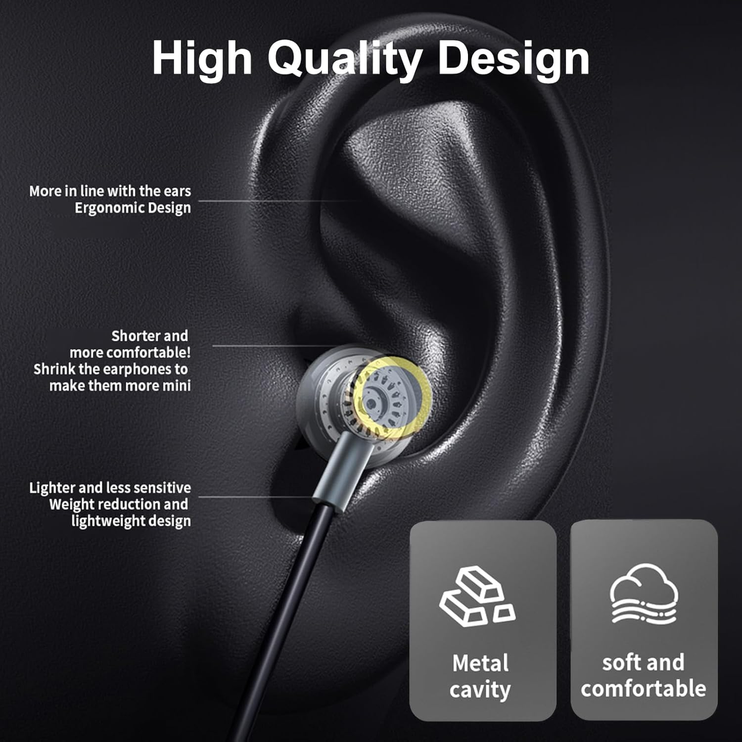 Moxtouz Type C In-Ear Earphones Headphones with Cable