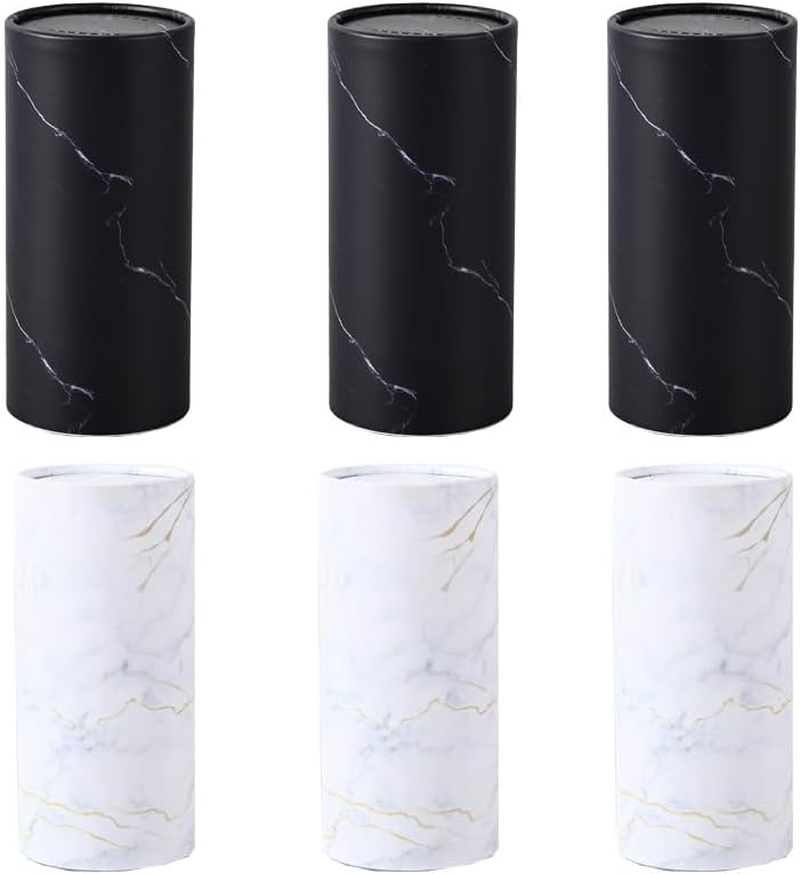 6 Pack Car Tissue Holder with Luxury Facial Tissues Reusable Tubes for Car Cup Holders, Home & Travel Refillable Tissue Canisters Bulk (3 Black+3 White)