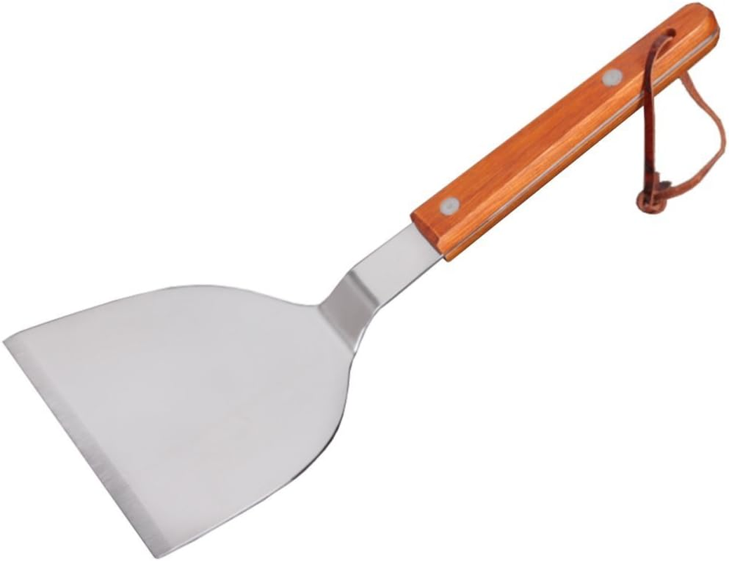 Lyhome Teppanyaki Grill Grilling Spatula Griddle Turner, Barbecue BBQ W/Cutting Edge, Stainless Steel, Riveted Smooth Wood Handle, Commercial Grade (Pack of 1)