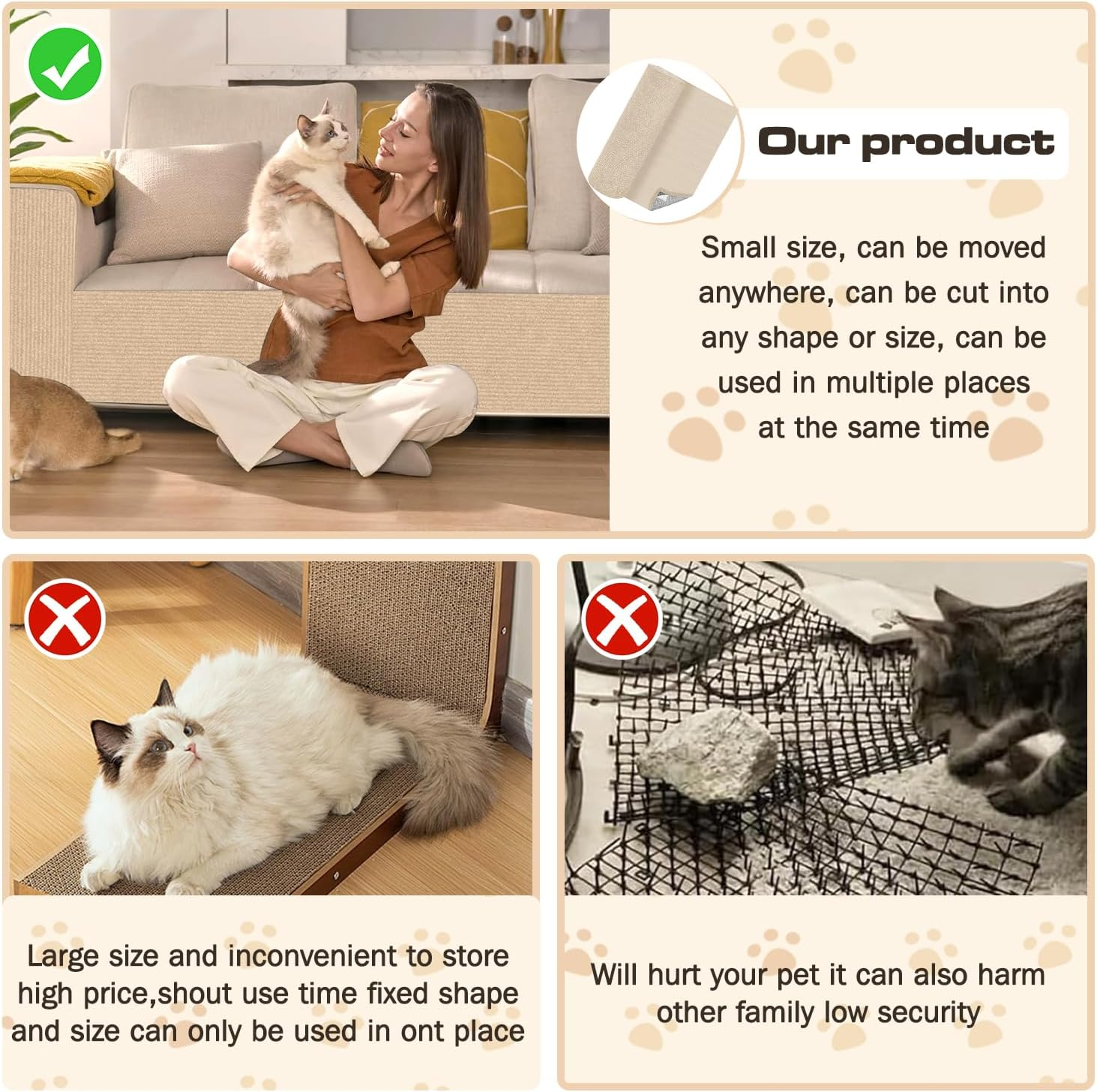 200 Cm X 40 Cm Cat Scratching Boards, Self-Adhesive Scratching Mat, Climbing Cat Scratcher, Scratching Mat for Cats, Scratch Protection, Cat Scratching Mat for Protects Carpets, Sofa, Furniture image number 4