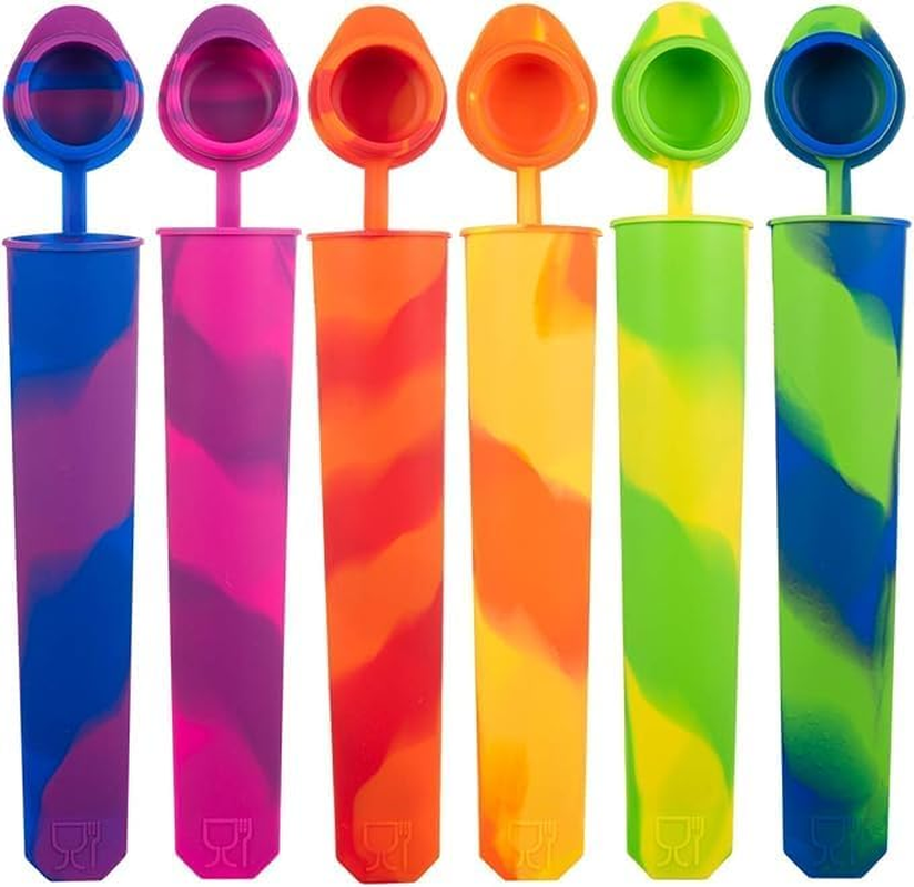 Leanockesa 6Pcs Silicone Popsicle Molds Silicone Ice Pop Molds Popsicle Molds with Lids Chocolate Molds for Kids Reusable Popsicle Tubes Multi Color image number 2