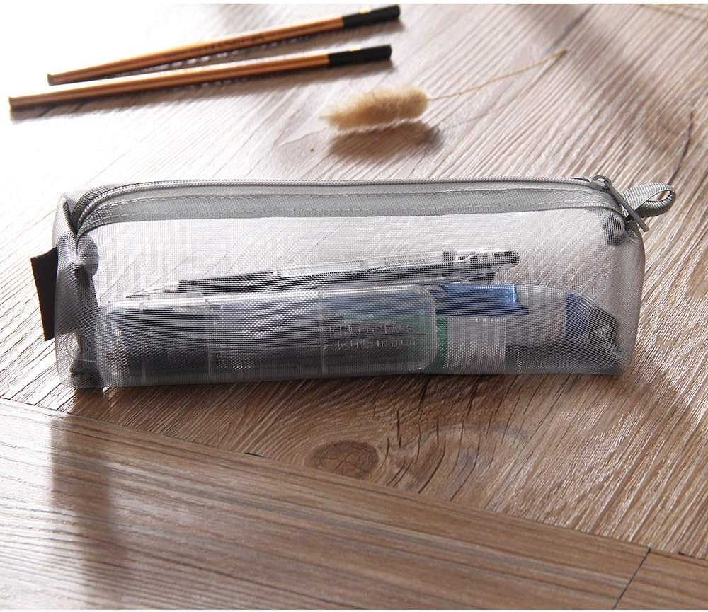 Kinhshion Mesh Pen Bag Pencil Case Makeup Tool Bag Storage Pouch Purse image number 3