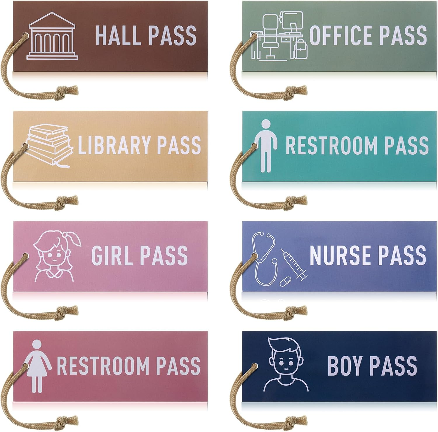 8 Pcs Magnetic Hall Pass for Kids Reusable Waterproof Classroom Girl Office Boy Nurse Restroom Pass for Teachers Nursery Kindergarten Decor (Pure)