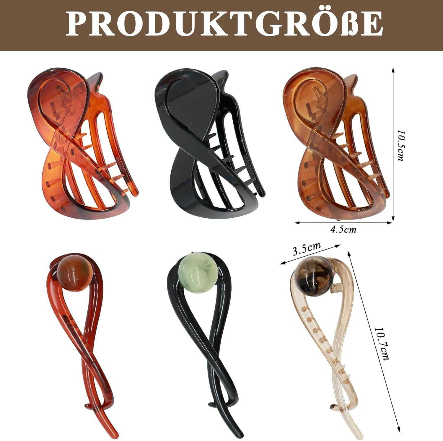 ZOCONE Pack of 6 Women'S Pearl Hair Clips Large French Hair Pin Banana Hair Clip Elegant Twist Hair Clip Hair Accessories Women image number 4