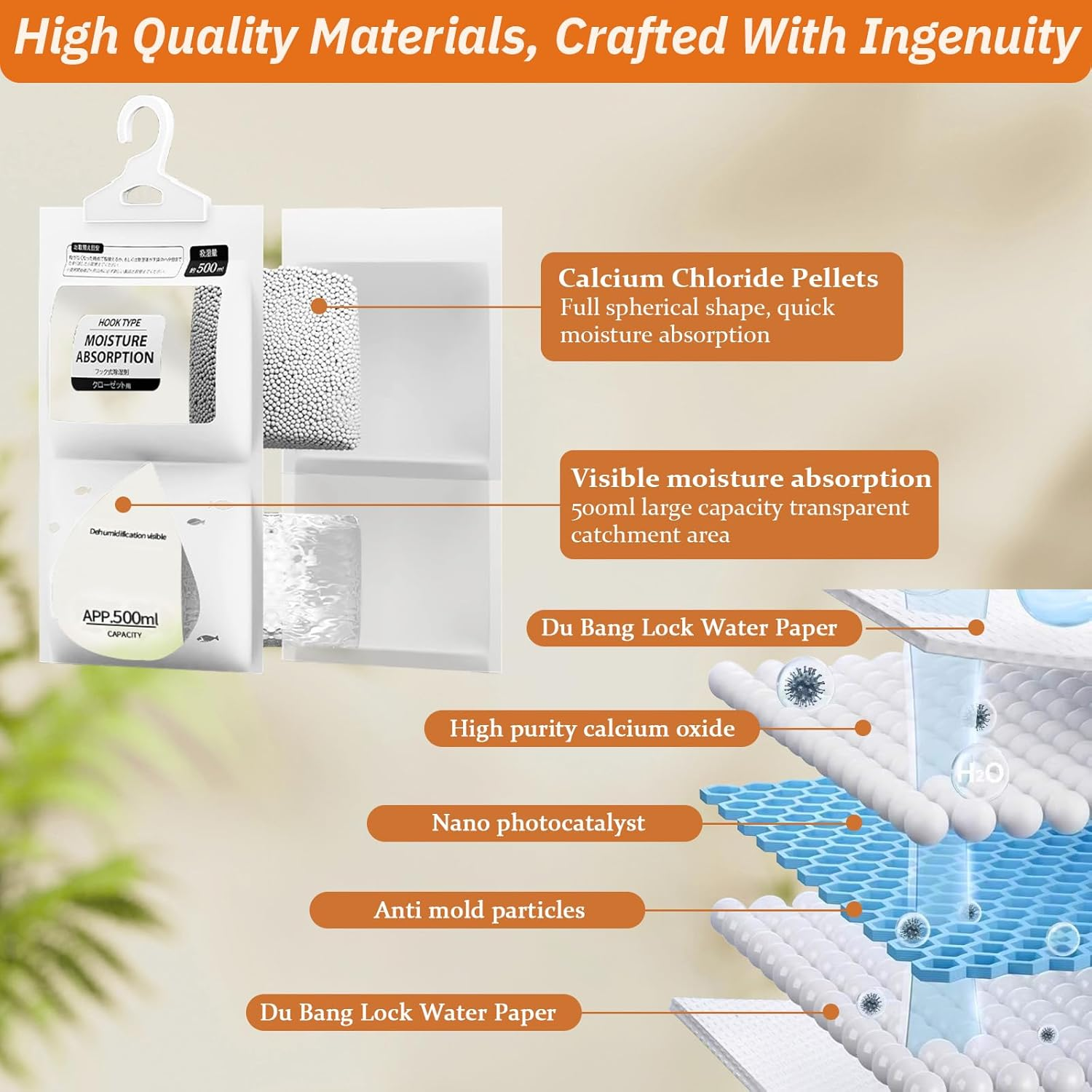 Moisture Absorber Packets 12 Pack, Dehumidifier Bags for Closet,Fragrance Free, Hanging Humidity Absorber Dehumidifier Bags,Desiccant in Closet,Wardrobes,Bedrooms,Bathrooms,Home