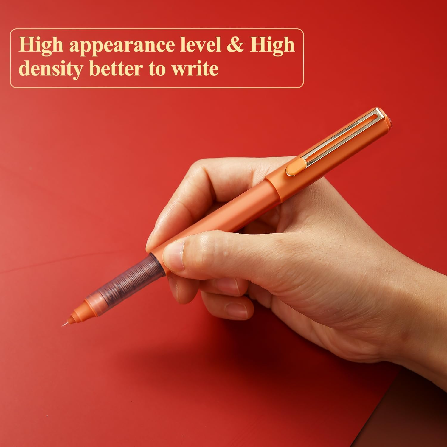 M&G 5 Pcs Liquid Rollerball Pens Ultra Fine Point Pens with Black Ink, 0.5Mm Caramel Color Pens Smooth Writing for Note Taking, Office School Supplies Gifts Student Women Men image number 3