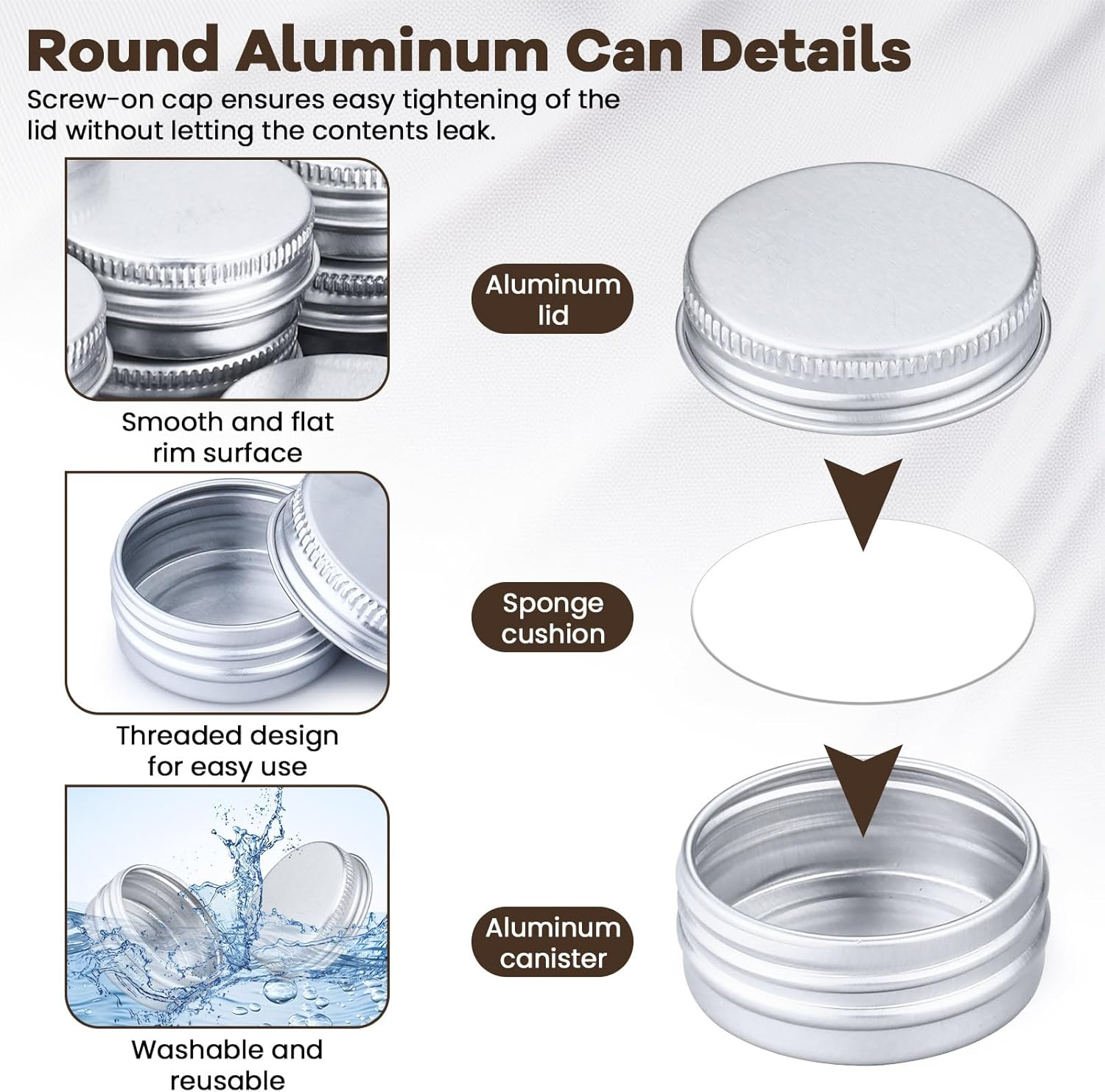 28 Pcs 15 ML Metal round Aluminum Tin Jars 1/2 Ounce Aluminum Tin Cans with Screw Lid, Lip Balm Containers for Lip Balm, Eye Shadow, Creams (Silver) image number 1