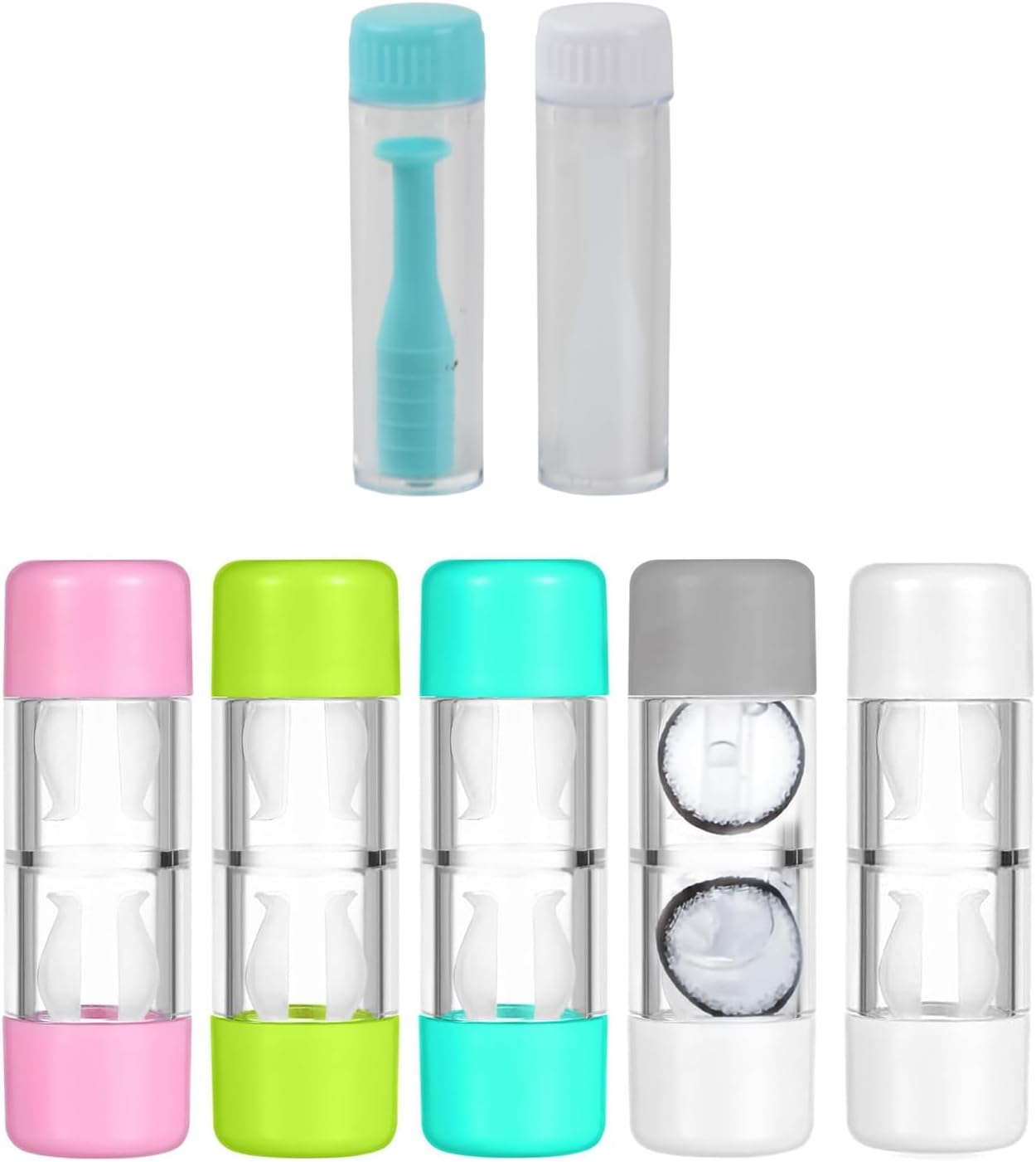 5 Pcs Contact Lens Cases, Mini Colorful Contact Lens Case Set, Contact Lens Barrel Cases, Lenses Holder Box with Contact Lens Remover Tool for Home Travel Outdoor image number 4