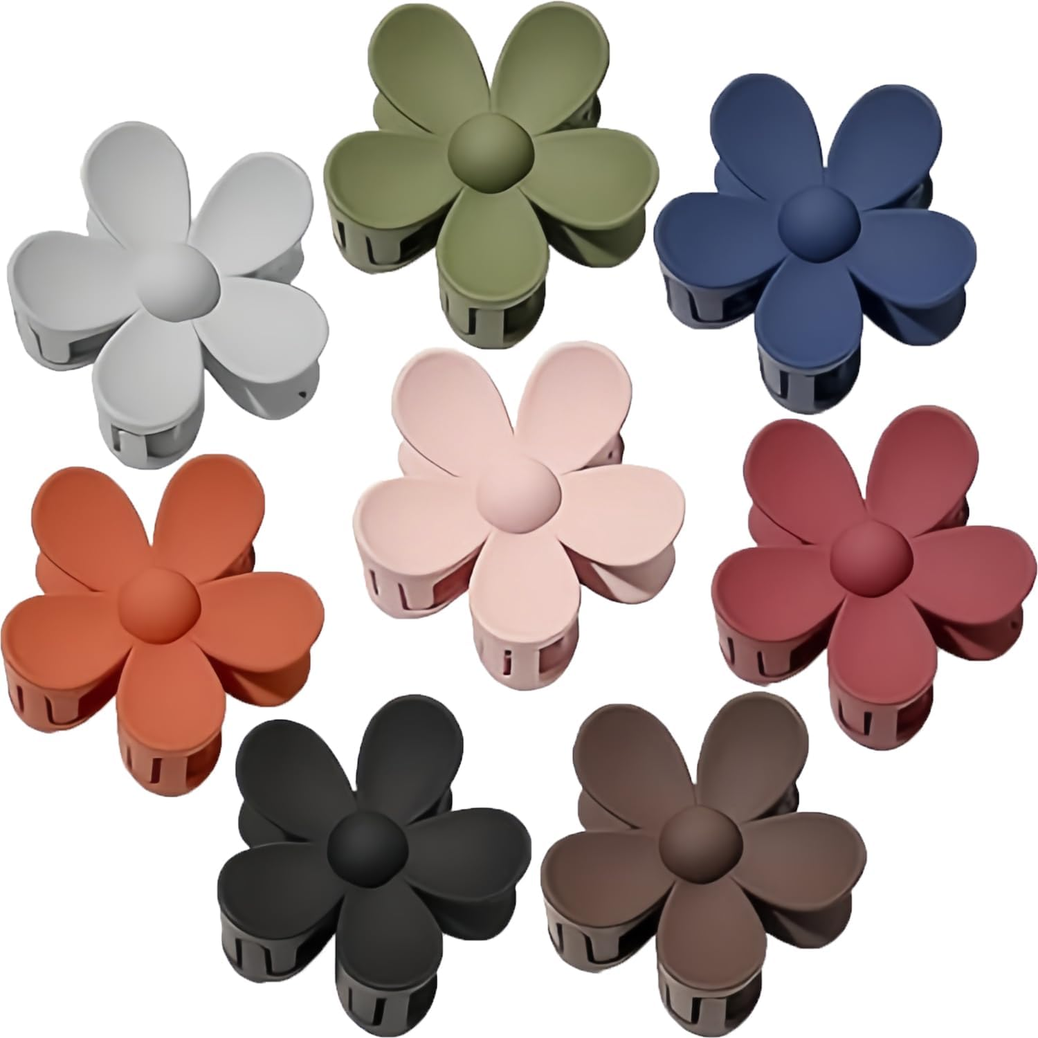 8PCS Flower Hair Clips Large Claw Clips for Women Thick Hair Cute Matte Hawaiian Dasiy Plumeria Hibiscus Hair Clips Strong Hold Non Slip for Women Girls Thin Hair Gifts 8 Colors image number 4