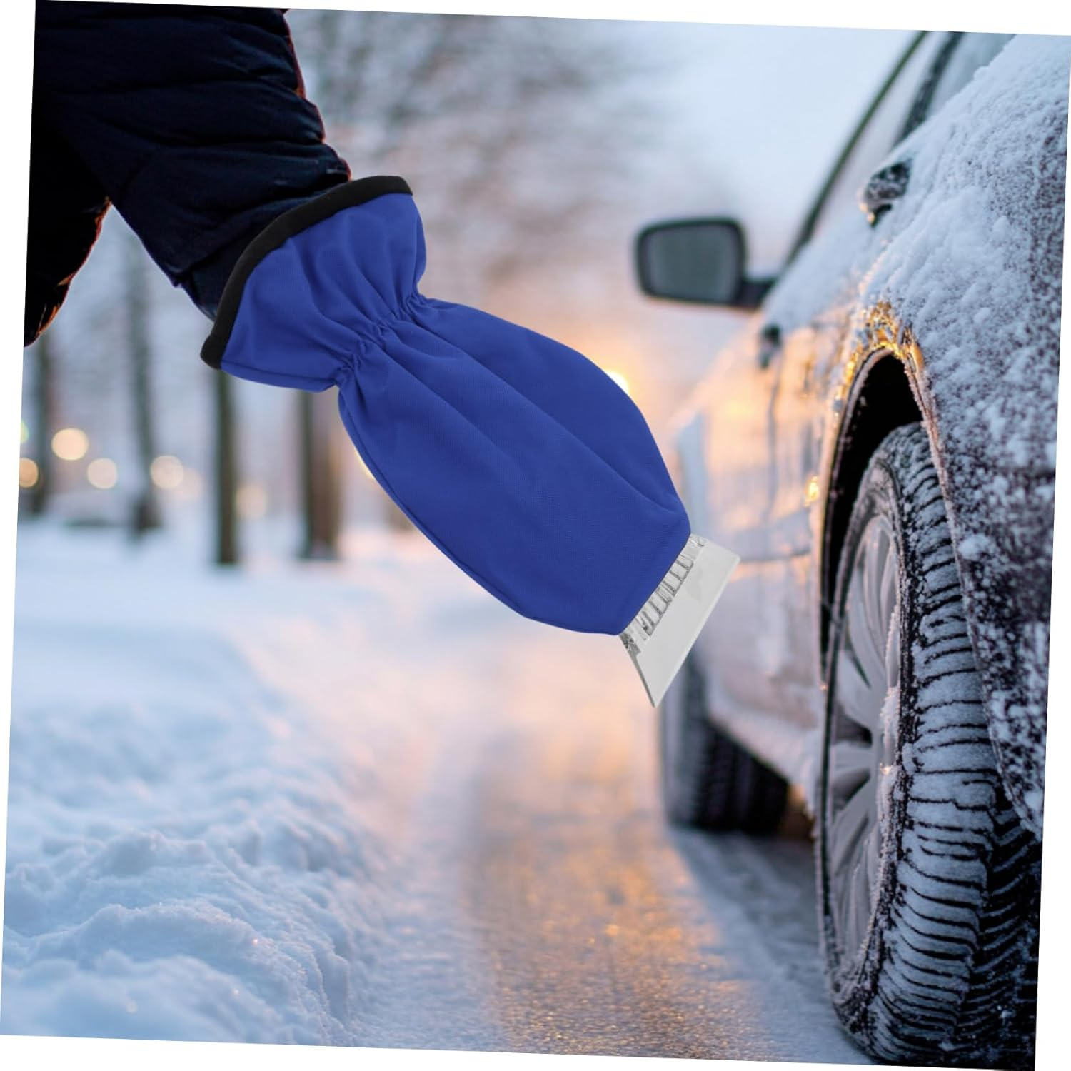 Mobestech Ice Scraper Glove Car Scraper Mitt for Winter Shovel with Brush and Ice Wipe for Car Removal - Red image number 6