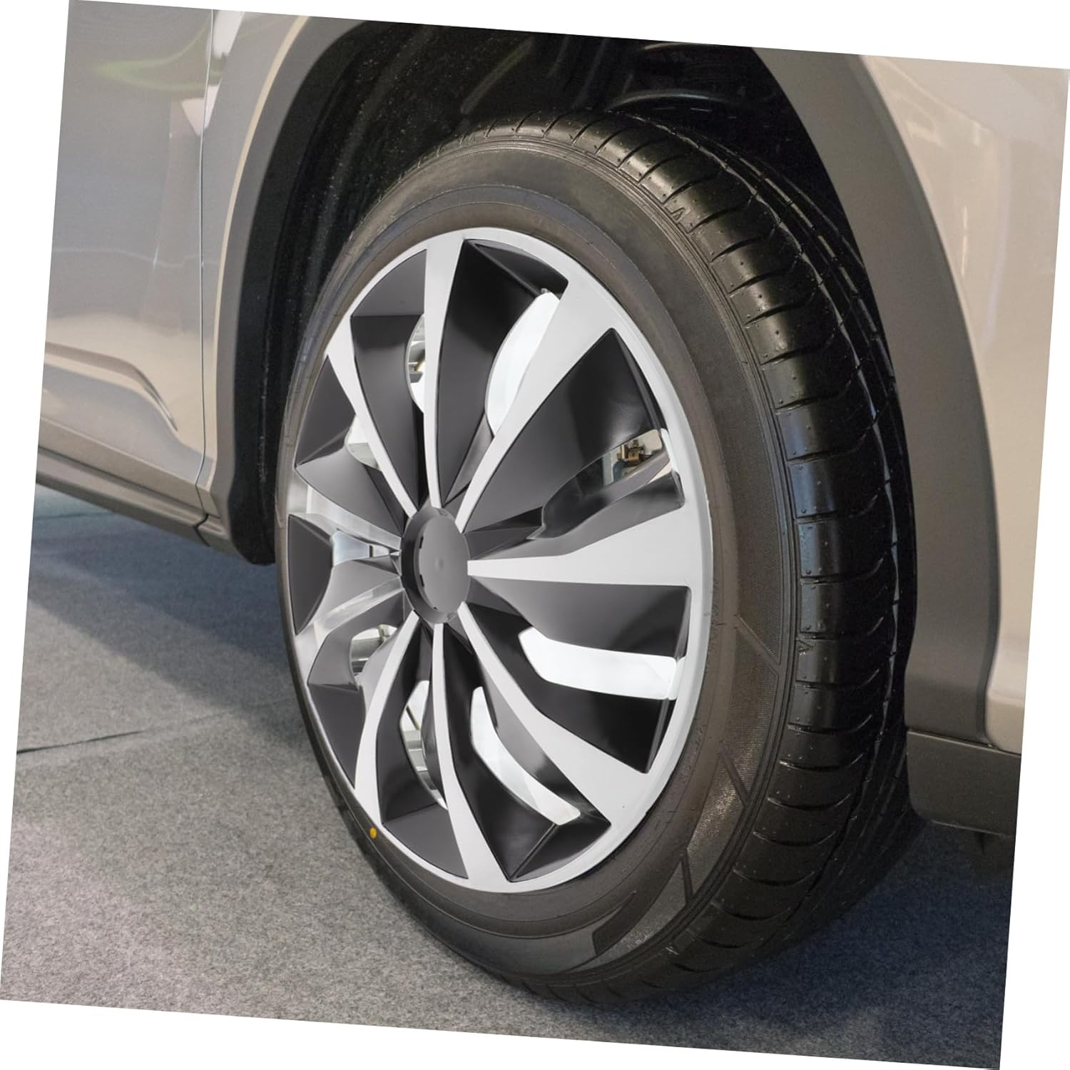 15-Inch Universal White Automotive Wheel Cover Hub Cap Sturdy Steel Rim Protector for Car Wheels Replacement Center Hub Caps Suitable for Vehicle Hubcaps image number 6