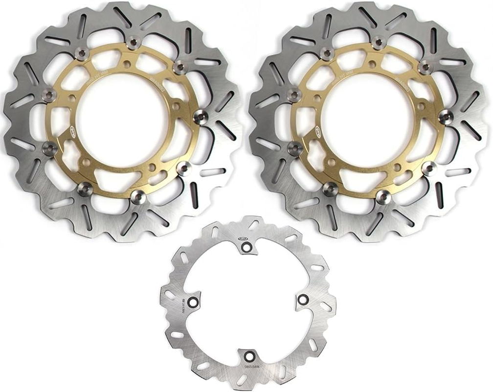 Floating Front Rear Brake Discs Rotors for Suzuki DL650 Vstorm 650 2007-2012 ABS 2007-2023, DL V-STROM 650 XT ABS 2015-2019, V STROM 650 ADV ABS 2012-2015, Motorcycle Replacement Parts Gold image number 6