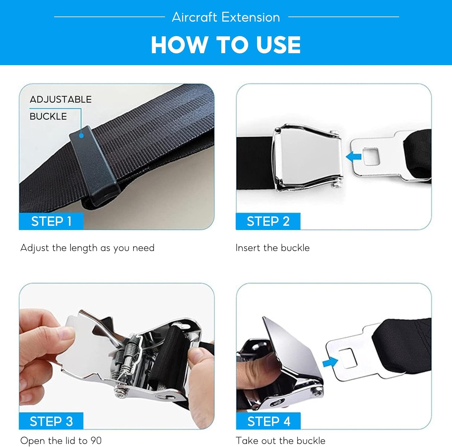 Airplane Seat Belt Extender, Adjustable 8-33 Inch Plane Seatbelt Extension, Airport Essentials Seat Belt Extension, Universal Adjustable Aircraft Safety Belt Fits Pregnant Obese with Storage Bag image number 3