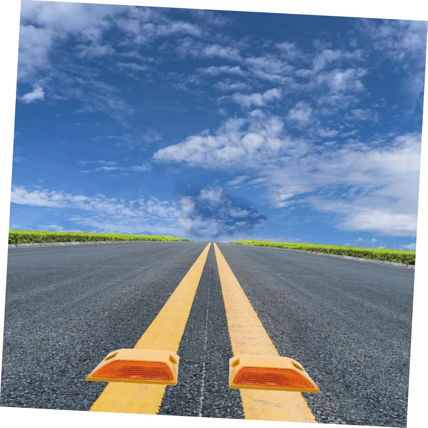 Anneome 2Pcs Plastic Road Spikes Reflective Road Markers for Driveway Entrance Pavement Markers Deterrent image number 1