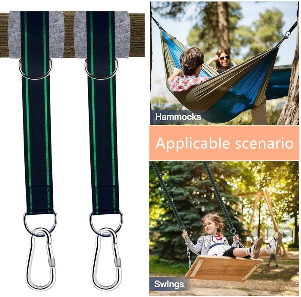 Tree Swing Hanging Straps,Granmagazz Safe Tree Swing Hanging Straps Kit, 1.5M/5Ft Hammock Tree Straps Kit with 2 Sturdy Lock Carabiners & 2 Tree Protectors for Swings and Hammocks image number 1