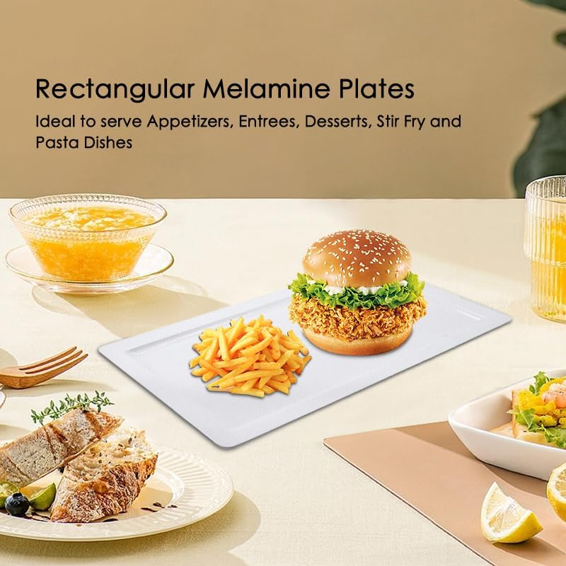 Leona Co Serving Tray Plastic for Party Supplies, 43 X 34Cm Platters for Serving Food, Imitation Porcelain Reusable Dishes for Veggie, Snack, Fruit, Cookies, Desserts in Kitchen, Pool, Pantry image number 4