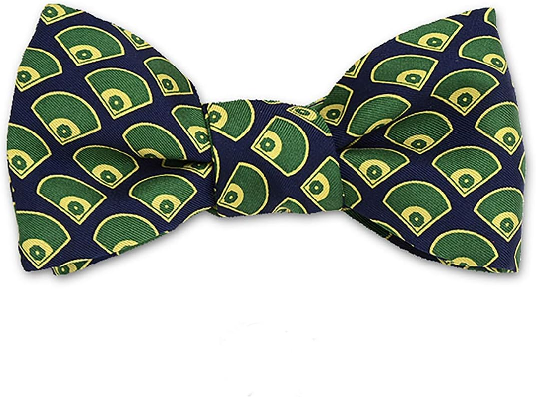 Baseball Themed Self-Tie Men'S Silk Bow Tie, Made in USA image number 1