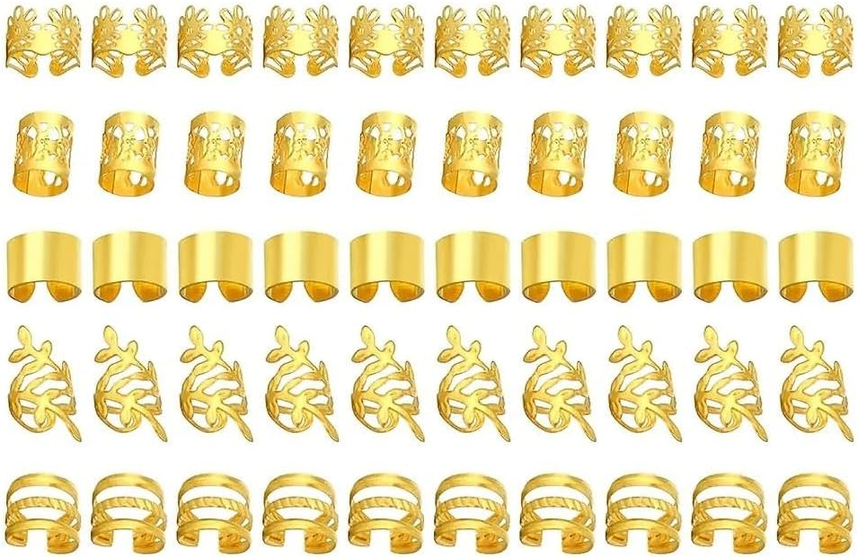 50-Piece Gold Metal Hair Clips & Hair Accessories for Braids, Locs, and Dreadlocks - Ermaoo image number 5