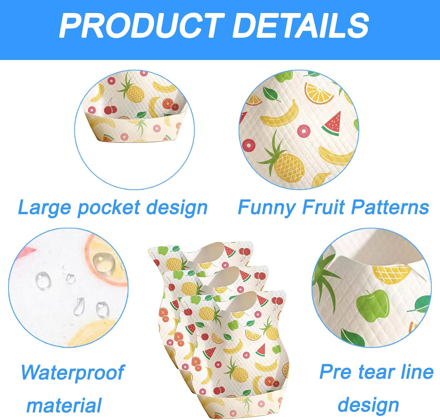 30 Pack Baby Waterproof Bibs with Large Pocket,Adjustable Neck for Boys Girls, Ideal for Travel, Outdoor, Mealtime, Soft & Lightweight image number 6