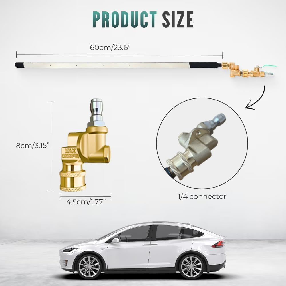 24 Portable Radiator Cleaning Wand, 4500 PSI Radiator Cleaner Tool, Pressure Washer Attachment for Car Truck RV Flush with Water/Air, Gutter & Heater Wash Blower Hose Coolant Sprayer Gun Fin Brush Kit image number 4