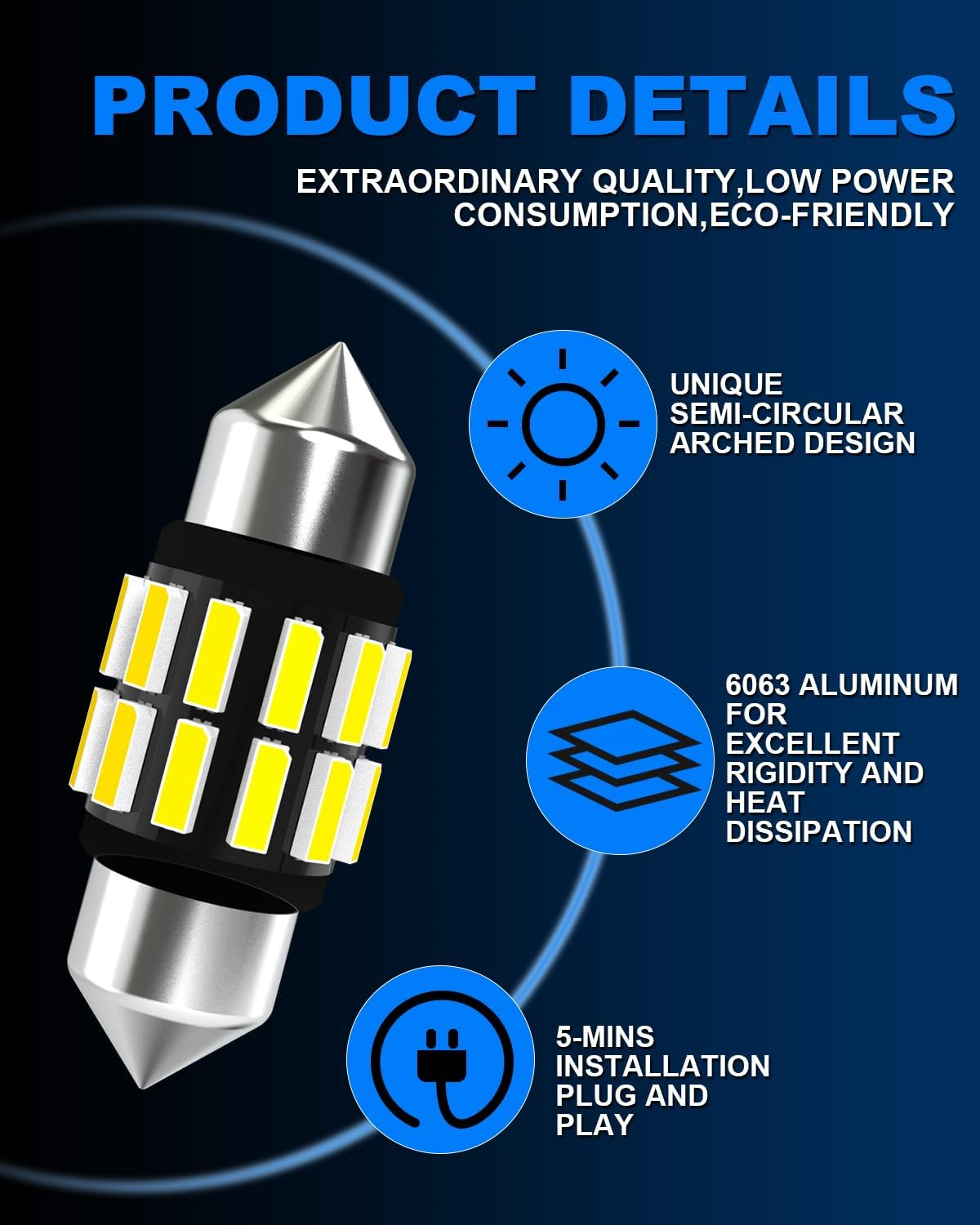 C5W LED Bulb 12V 24V, KATUR 31Mm 1.22'' Festoon LED Canbus 6000K White 3175 DE3175 DE3021 3022 3021 Car Interior Bulbs Dome Courtesy Trunk License Plate Light, 4Pcs image number 1
