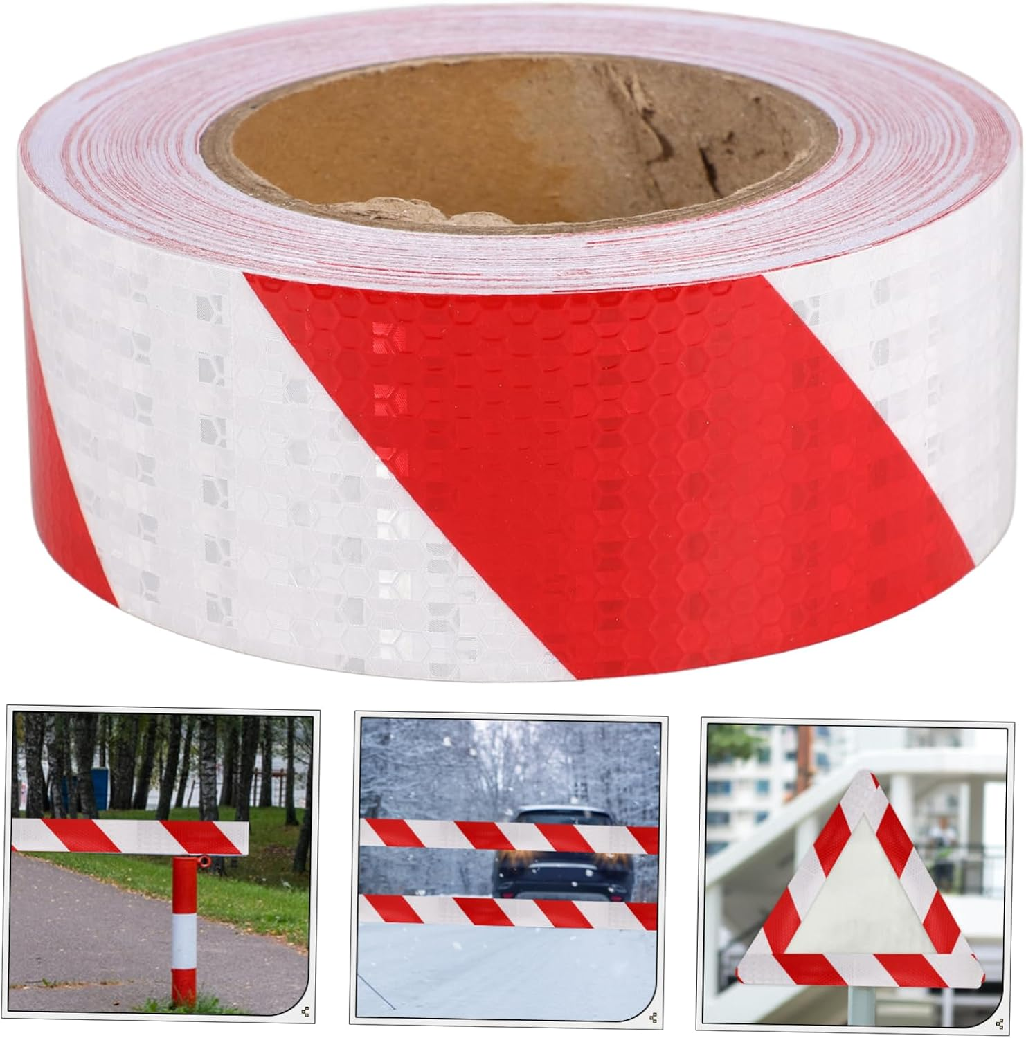 GANAZONO Red White Reflective Warning Tape 5Cm X 25M, High Visibility Safety Adhesive Strip for Vehicles, Driveways, Outdoor Caution and Trailer Marking image number 2