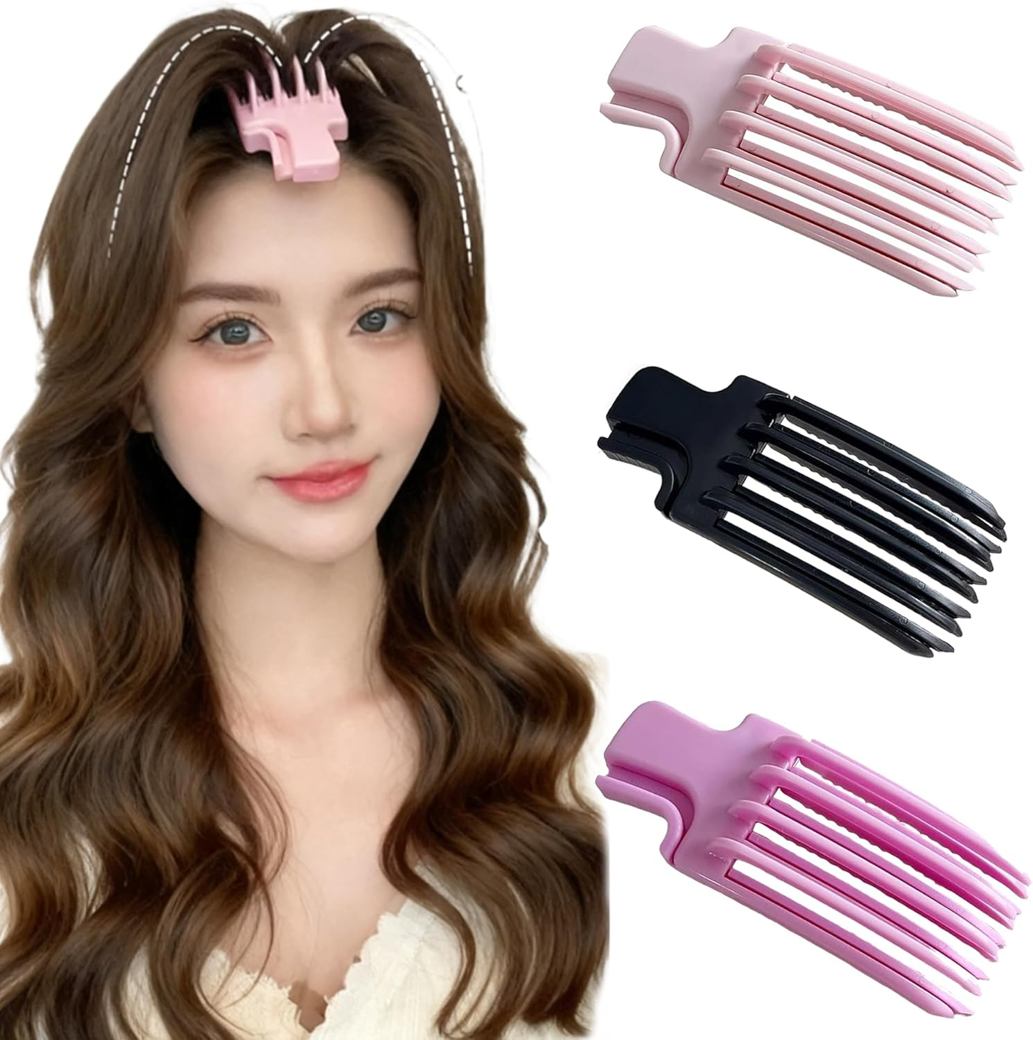 QIUMING Volume Clip No Imprint Hair Root Lifting Clips Volume Hair Clips Volume Hair Clip Suitable for Long and Short Hair to Create Hairstyles (Pink+Purple+Black) image number 1