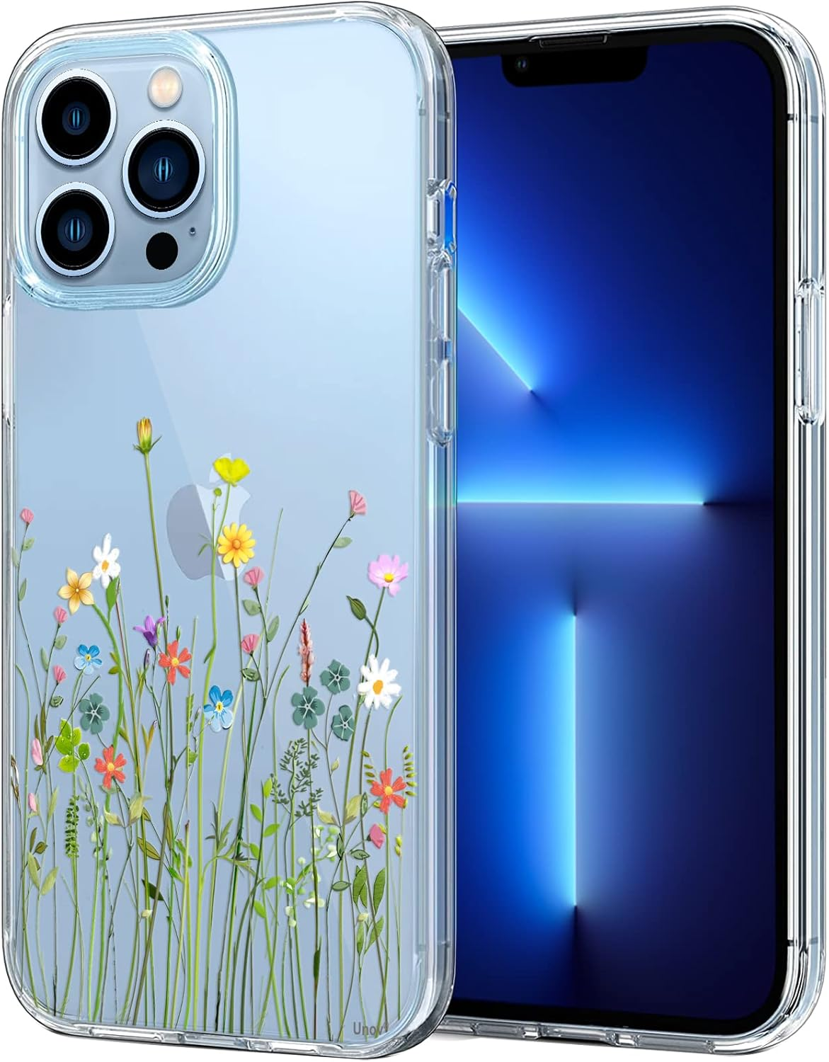 Unov Case Compatible with Iphone 13 Mini Case Clear with Design Embossed Pattern Soft TPU Bumper Slim Protective 5.4 Inch (Rainbow Dinosaur)