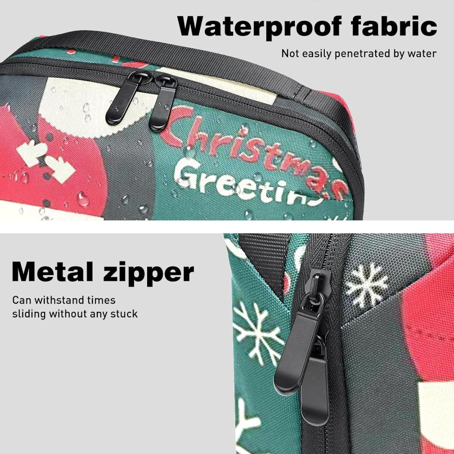 Electronic Organizer Travel Cable Organizer Electronics Accessories Cases for Cable, Charger, USB, SD Card, Christmas Cartoon Santa Snowflake image number 1