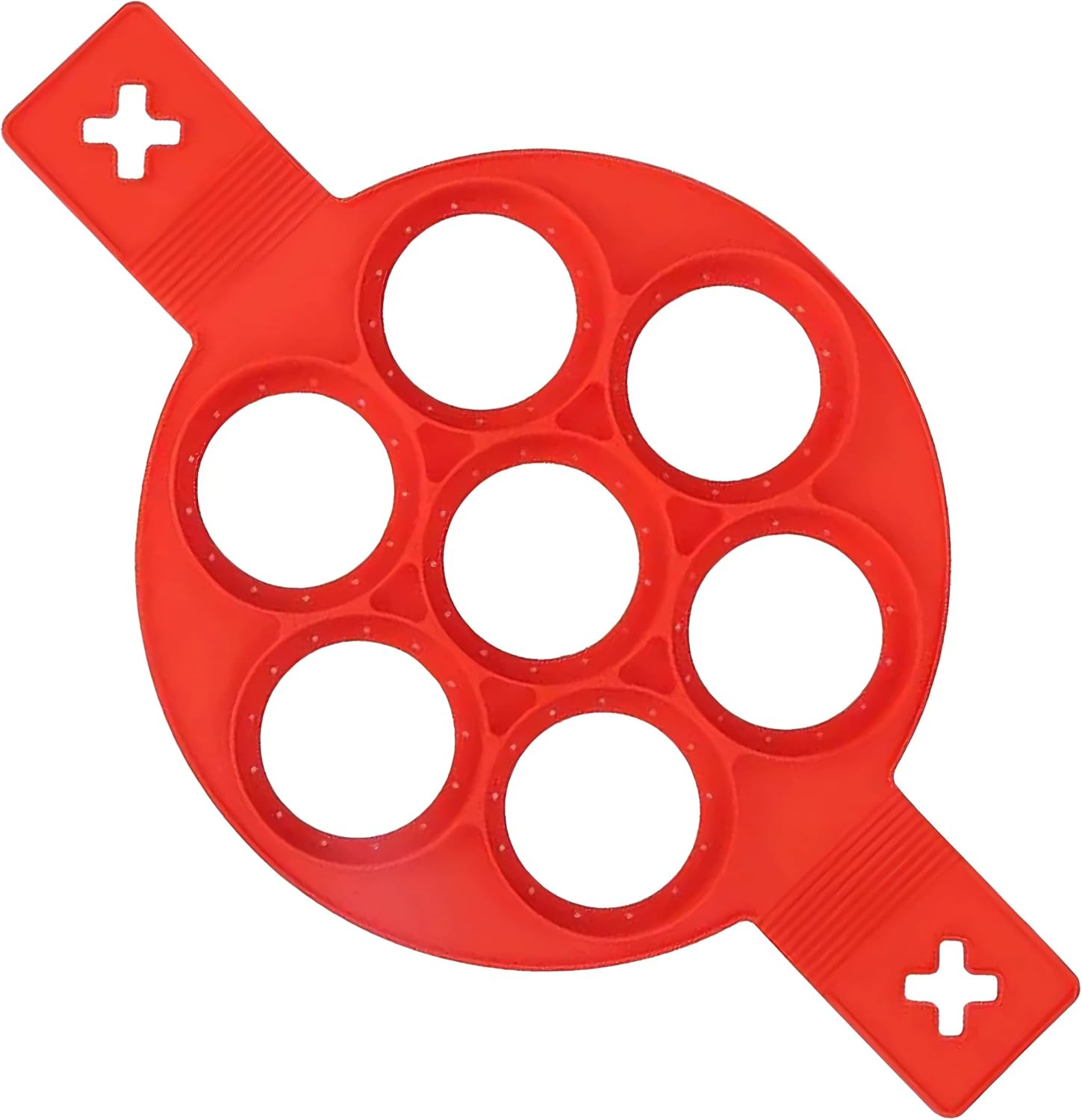 EZONEDEAL Pancake Mold Maker, Breakfast Mold Flip Cooker, Silicone 7 round Nonstick Egg Rings Set, Great for Cooking Fried Eggs, Hash Browns, Crumpets, Omelets on Griddle for Your Loved Ones-Red image number 4