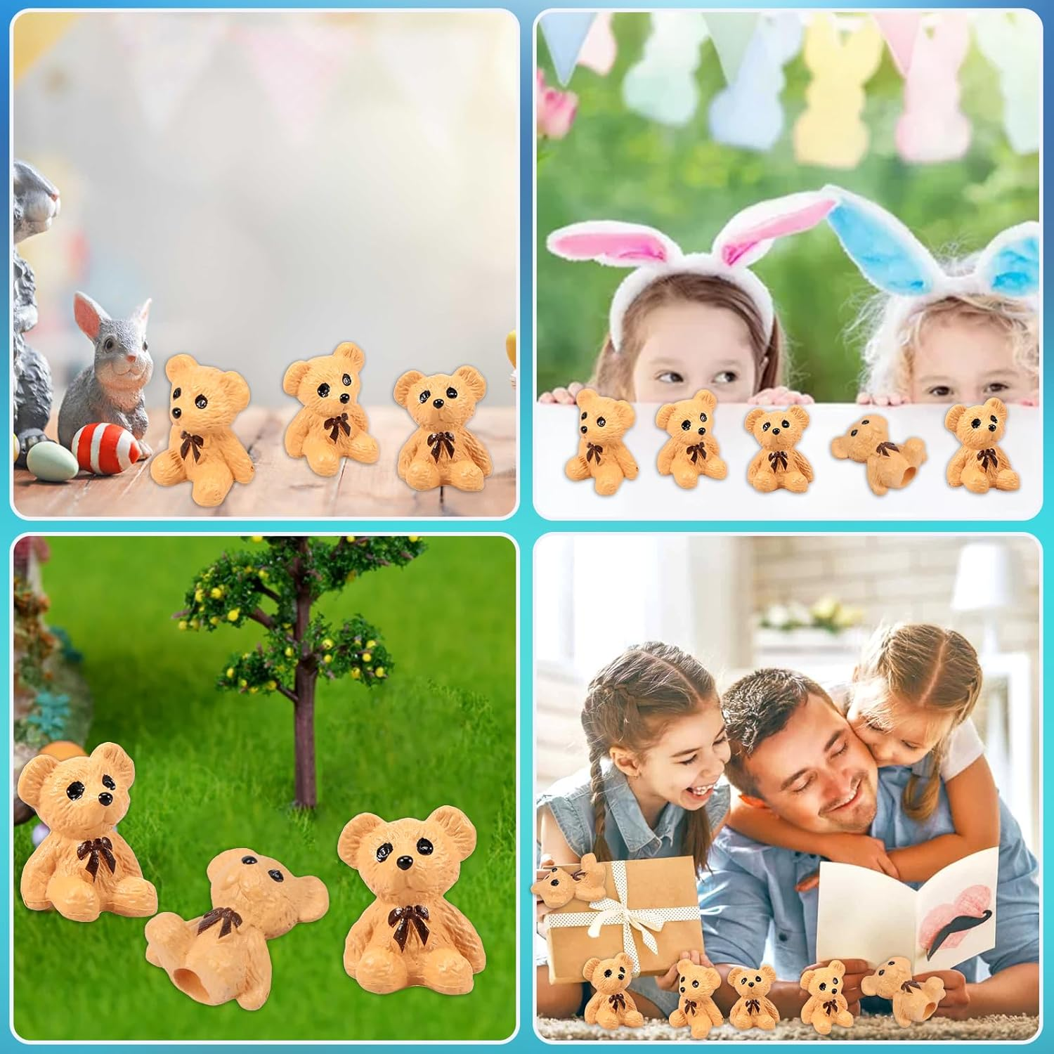 50 PCS Mini Resin Animal Figurines Tiny Bears Small Animal Figurines Perfect for Fairy Gardens, Plant Decorations, and Car Accessories