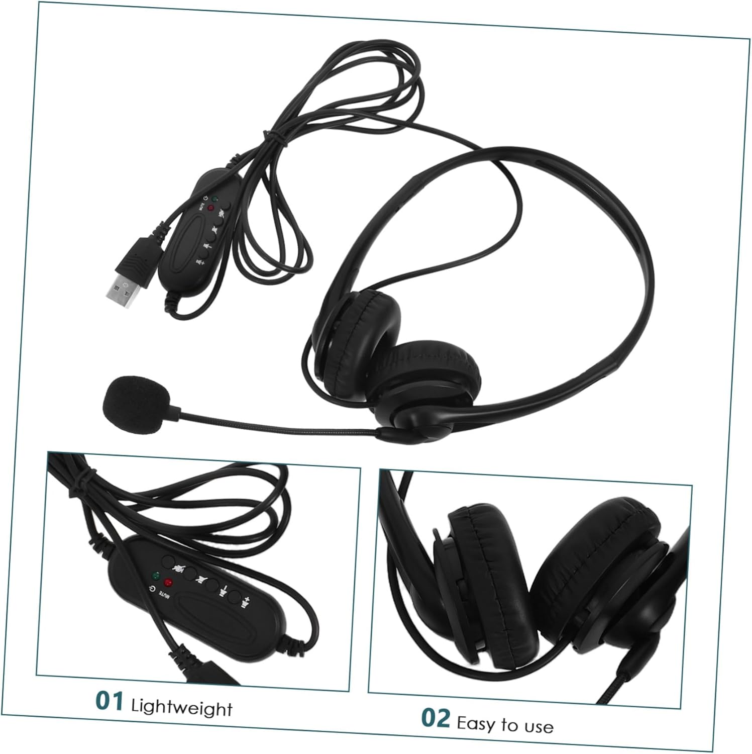 Deep Bass Stereo Headphones Noise Canceling Headset Microphone for Business and Online Courses image number 6