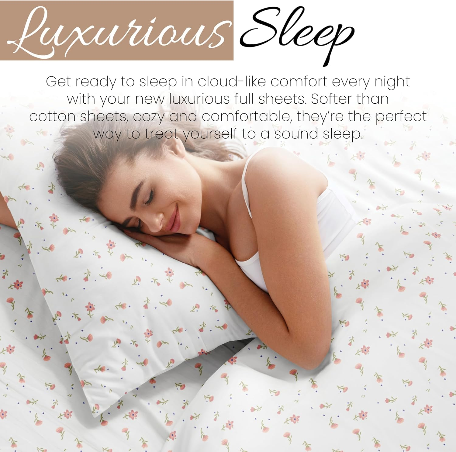 Hotel Collection Ieh-4 Piece-Sfl-Ck-Pi Home Collection Floral 4 Sheet Set, Pink, Double image number 1