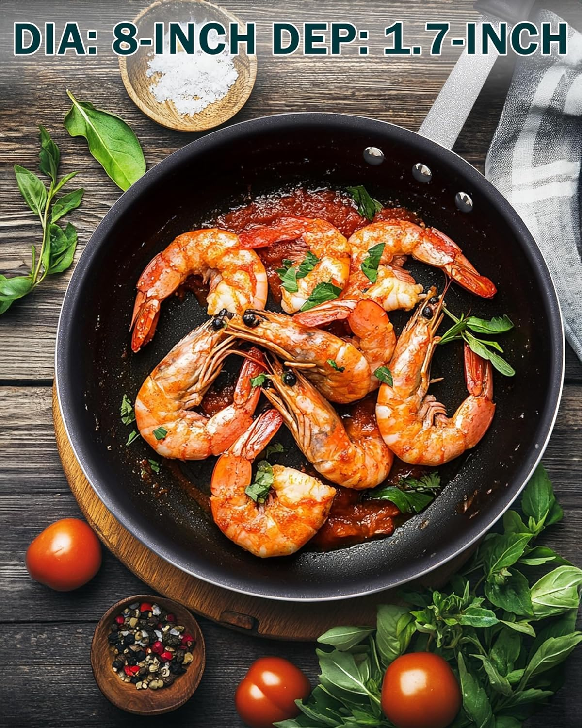 Cooks Standard Professional Aluminum Nonstick Restaurant Fry Pan 8-Inch, Durable Heavy Duty Skillet Pan, Woks,Metalic image number 5