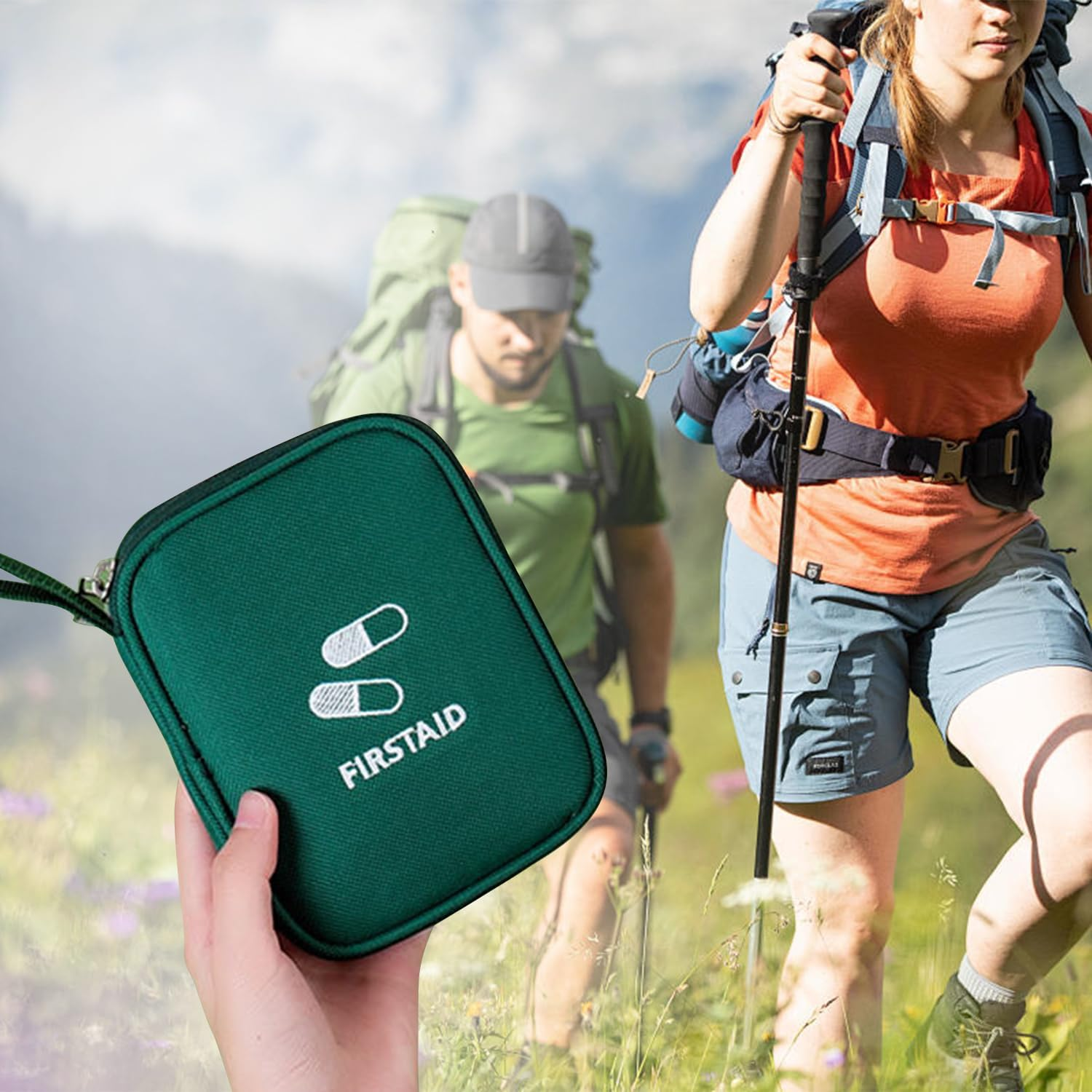 ROLMZJX 2 Pack First FID Kit Travel,Portable Mini First Aid Kit, Empty Travel Medicine Outdoor First Aid Kit for Outdoor Activities Sports Camping Hiking Emergency (Green+Blue) image number 5