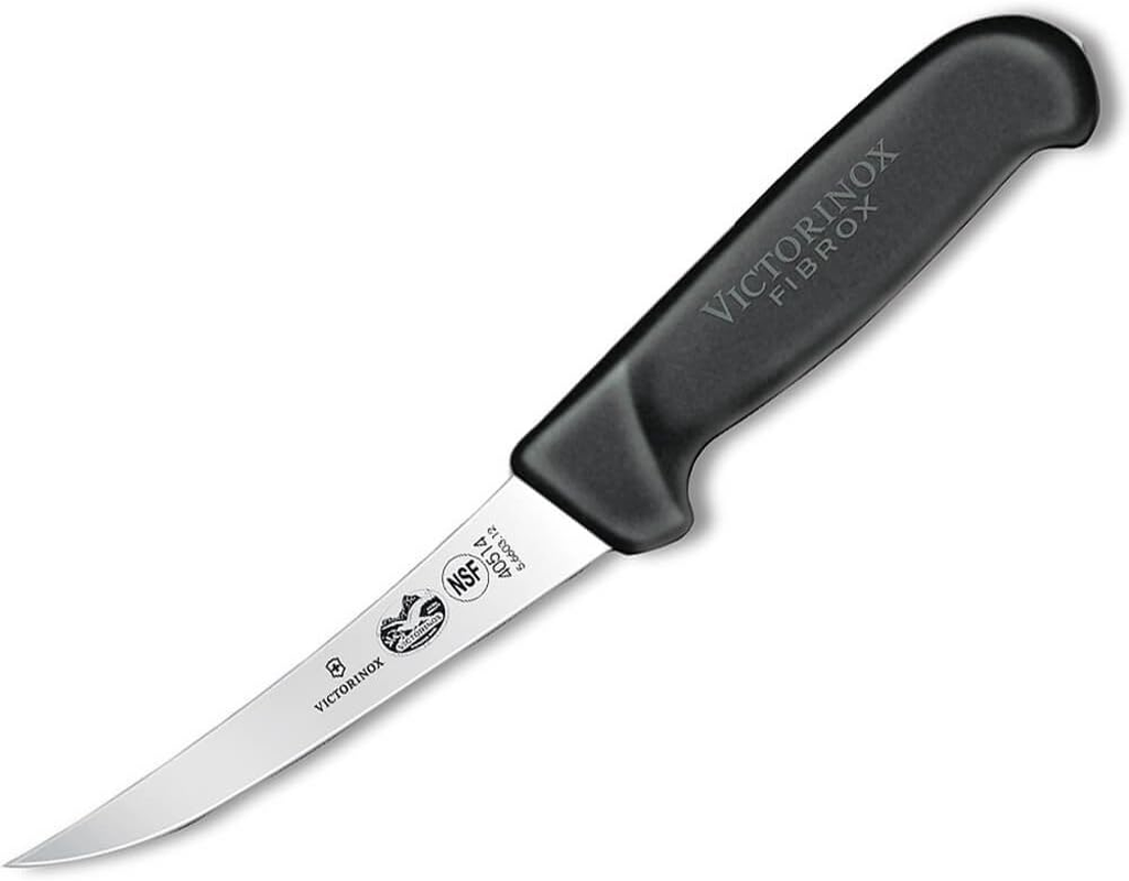 Victorinox Fibrox Curved Narrow Blade Boning Knife, Black, 5.6603.12