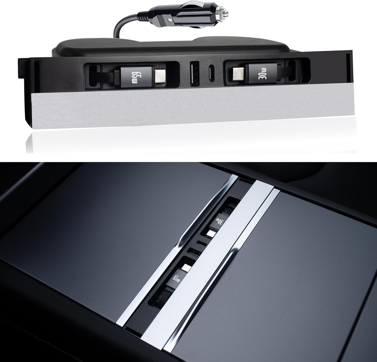 For Tesla USB Hub Compatible with Model Y 2021-2024 Model 3 2021-2023, Support USB-C Fast Charging, Center Console Multiport OEM Docking Station Adapter Accessories