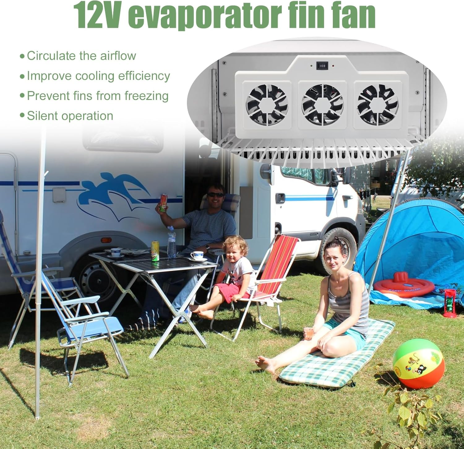 12V RV Refrigerator Cooling Fan RV Fridge Evaporator Fin Fan with Three 2.5" Powered Fans, Adjustable Speed, Prevents Ice, Optional Remote Control, High Airflow, Quiet Operation image number 5
