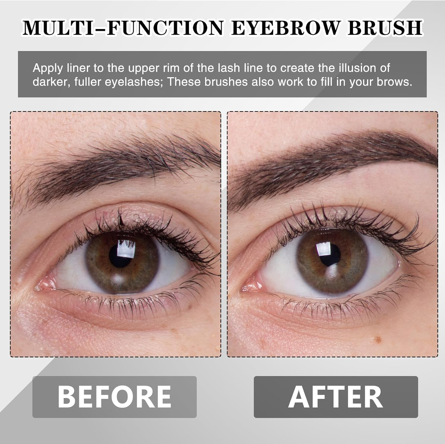 Gerrii 200 Pieces Disposable Angled Eyebrow Brushes Bulk Brow Tint Brushes Eye Makeup Brush Eyeliner Brush Tinting for Women Girls Salon Beauty Cosmetic Make up Tool Esthetician Supplies(Silver) image number 3