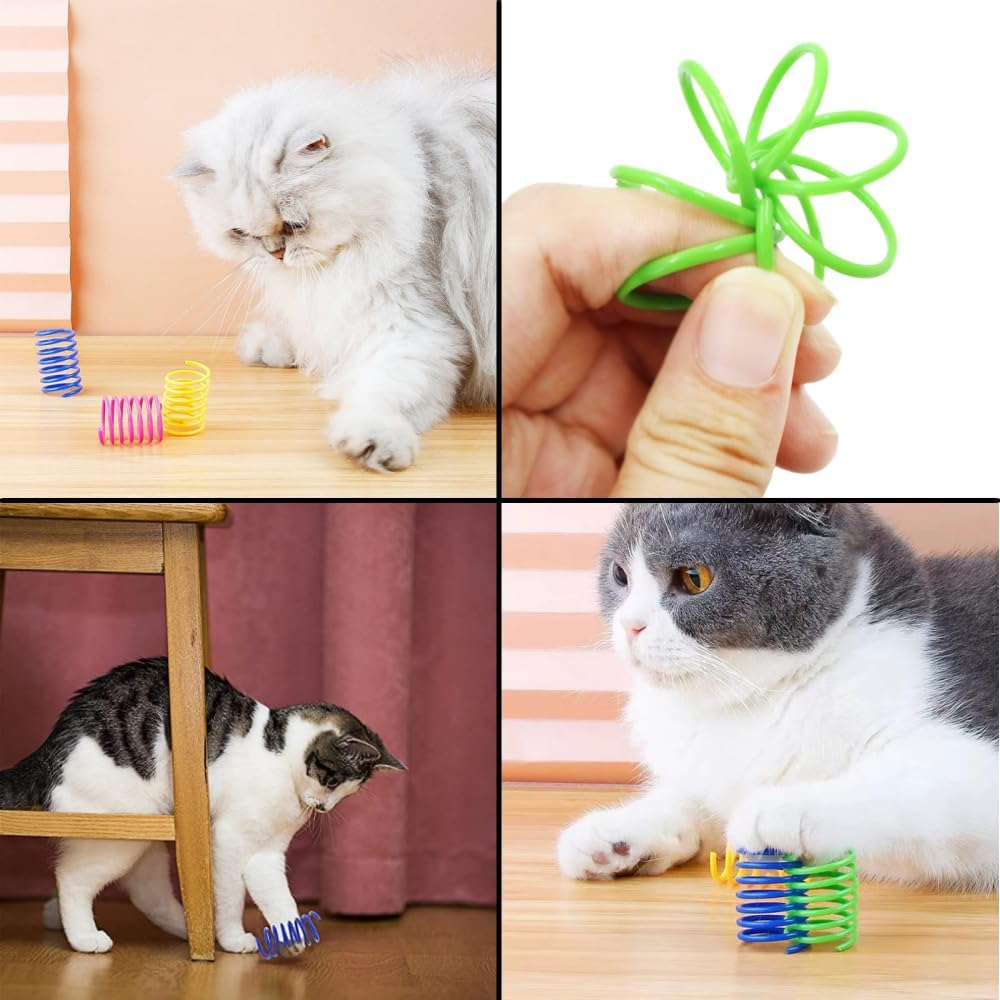 Cat Spiral Spring Toy - 100Pcs Creative Interactive Kitten Toys, Plastic Coil Springs for Swatting, Active Healthy Play, Time-Killing and Fitness (Random Color) image number 3